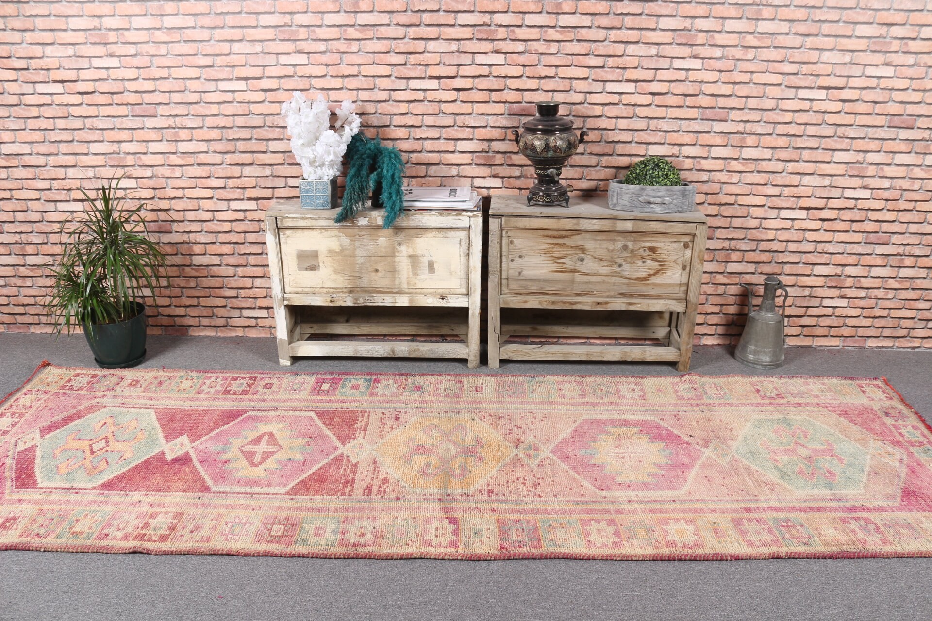 Fas Halıları, Bej Ev Dekorasyonu Halısı, Koridor Halıları, Mutfak Halıları, 3.4x10.8 ft Runner Halısı, Türk Halıları, Vintage Halı, Koridor Halıları