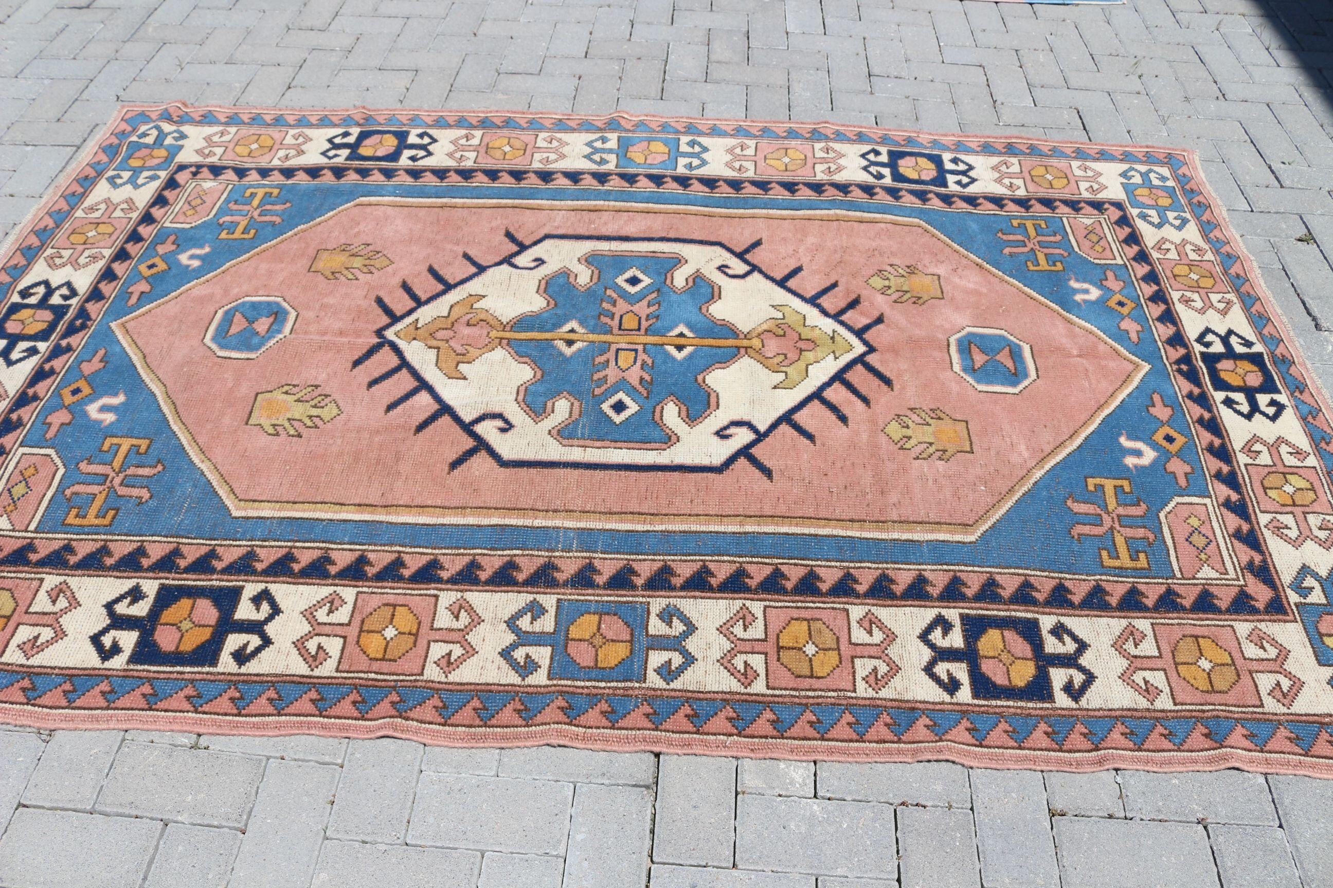 5.2x8.2 ft Large Rugs, Blue Floor Rugs, Rugs for Dining Room, Turkish Rugs, Dining Room Rug, Bedroom Rugs, Boho Rug, Vintage Rug, Floor Rug