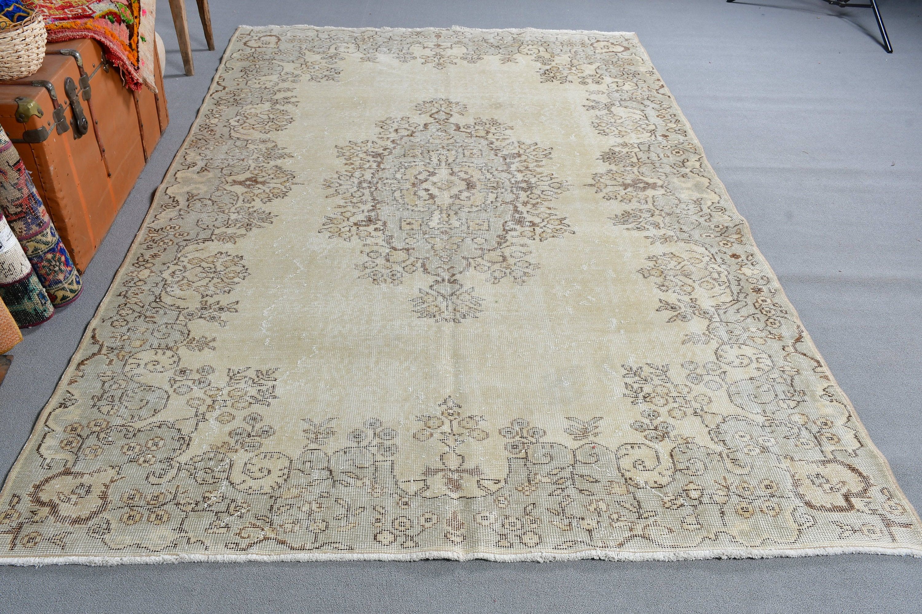 5.8x9.6 ft Büyük Halı, Salon Halısı, Vintage Halı, Mutfak Halıları, Anadolu Halısı, Bej Yatak Odası Halıları, Oturma Odası Halıları, Türk Halısı, El Yapımı Halı