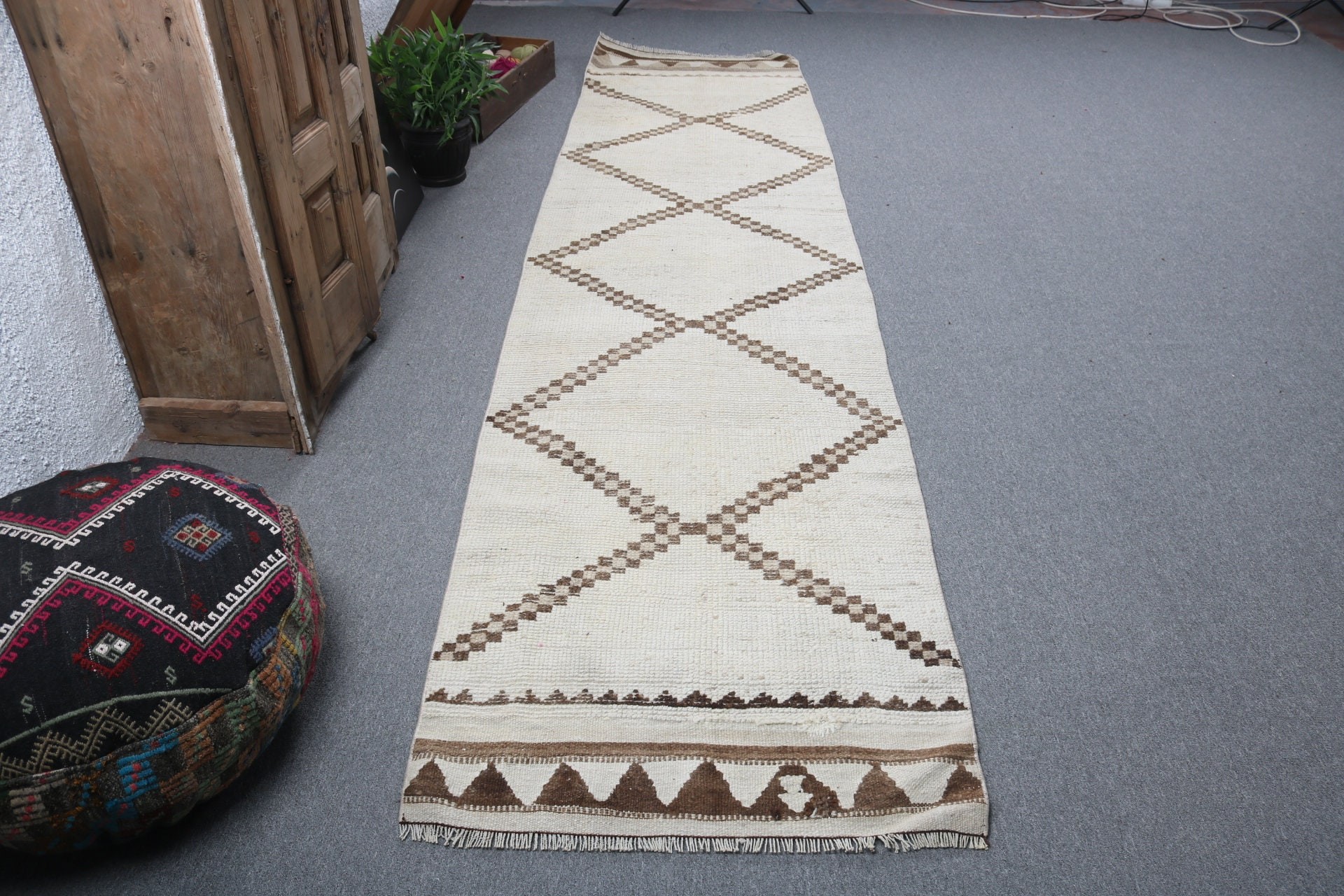 Lüks Halılar, Vintage Halılar, Yer Halısı, Etnik Halılar, 2,8x11,7 ft Koşucu Halısı, Merdiven Halısı, Merdiven Halıları, Bej Anadolu Halısı, Türk Halıları