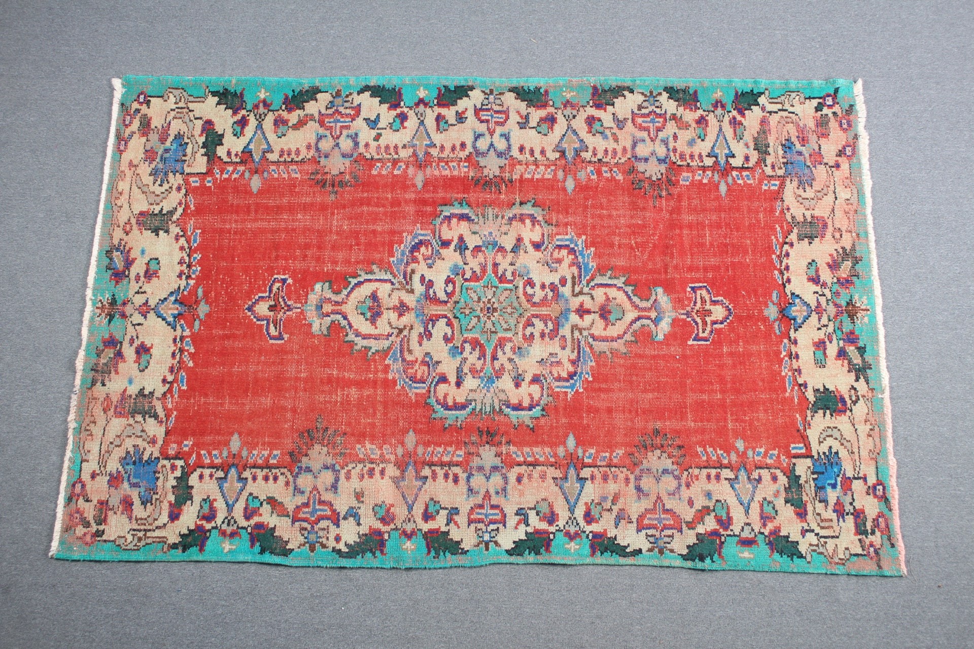 Vintage Halılar, Kırmızı Ev Dekor Halısı, Türk Halısı, 5.2x8.1 ft Büyük Halı, Doğal Halı, Oryantal Halı, Salon Halıları, Anadolu Halısı, Yemek Odası Halıları