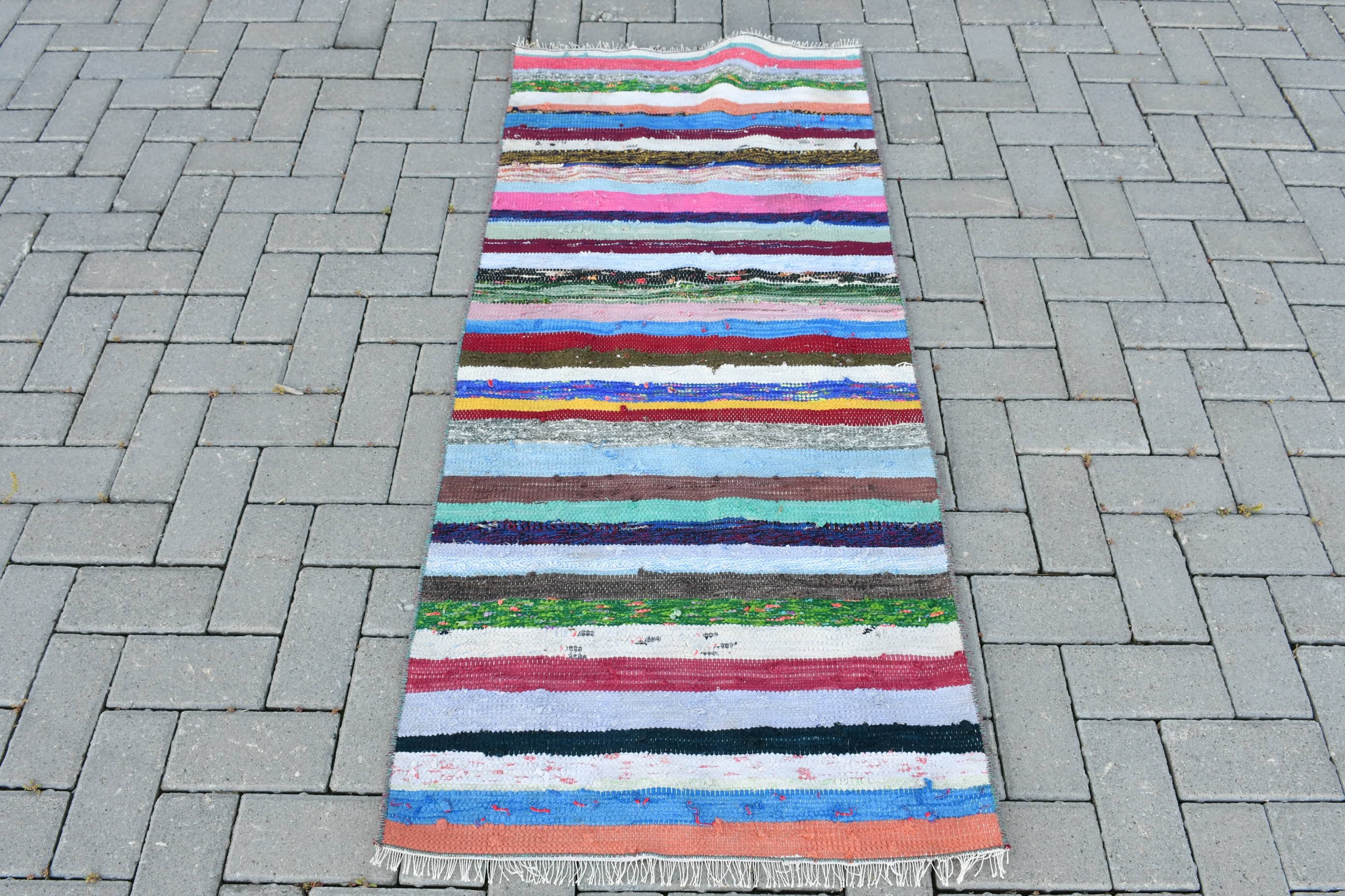 Wool Rug, 2.3x5.1 ft Small Rugs, Kitchen Rug, Kilim, Distressed Rug, Vintage Rugs, Turkish Rug, Rainbow Wool Rugs, Cool Rugs, Nursery Rug