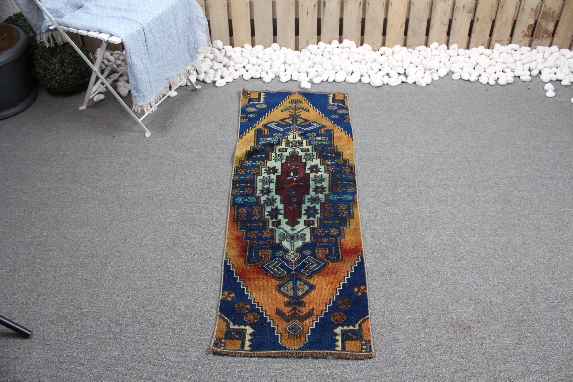 Turkish Rug, Rugs for Bathroom, Car Mat Rug, Vintage Rug, Floor Rug, 1.5x4.1 ft Small Rug, Blue Bedroom Rugs, Oriental Rug, Distressed Rugs