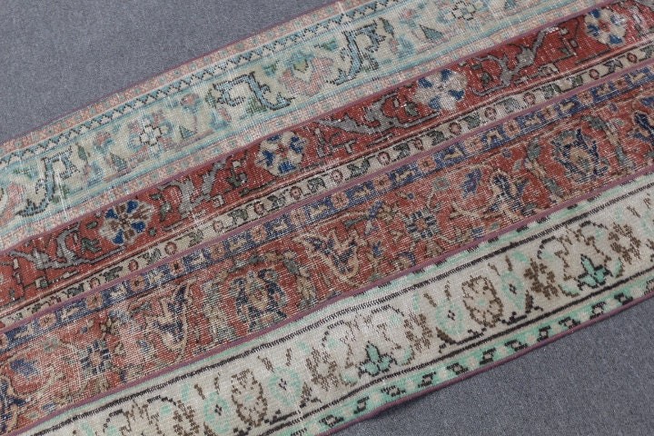 Oriental Rugs, Rugs for Entry, Vintage Rug, Kitchen Rugs, 2.8x6.9 ft Accent Rugs, Turkish Rug, Bedroom Rug, Green Moroccan Rugs, Pale Rugs