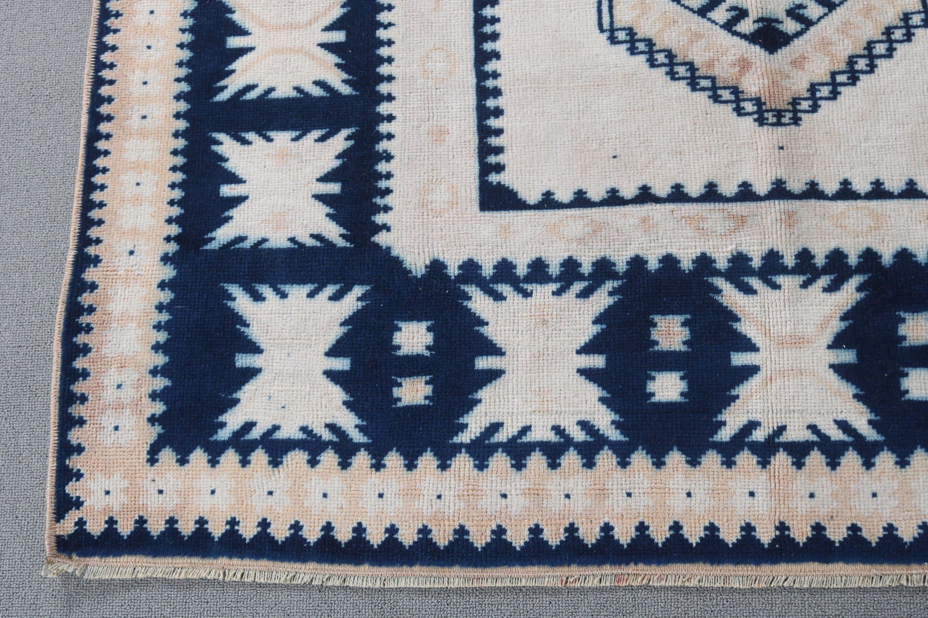 Turkish Rug, Vintage Rugs, Rugs for Entry, Entry Rug, Blue  3.8x5.4 ft Accent Rugs, Wool Rugs, Nursery Rug