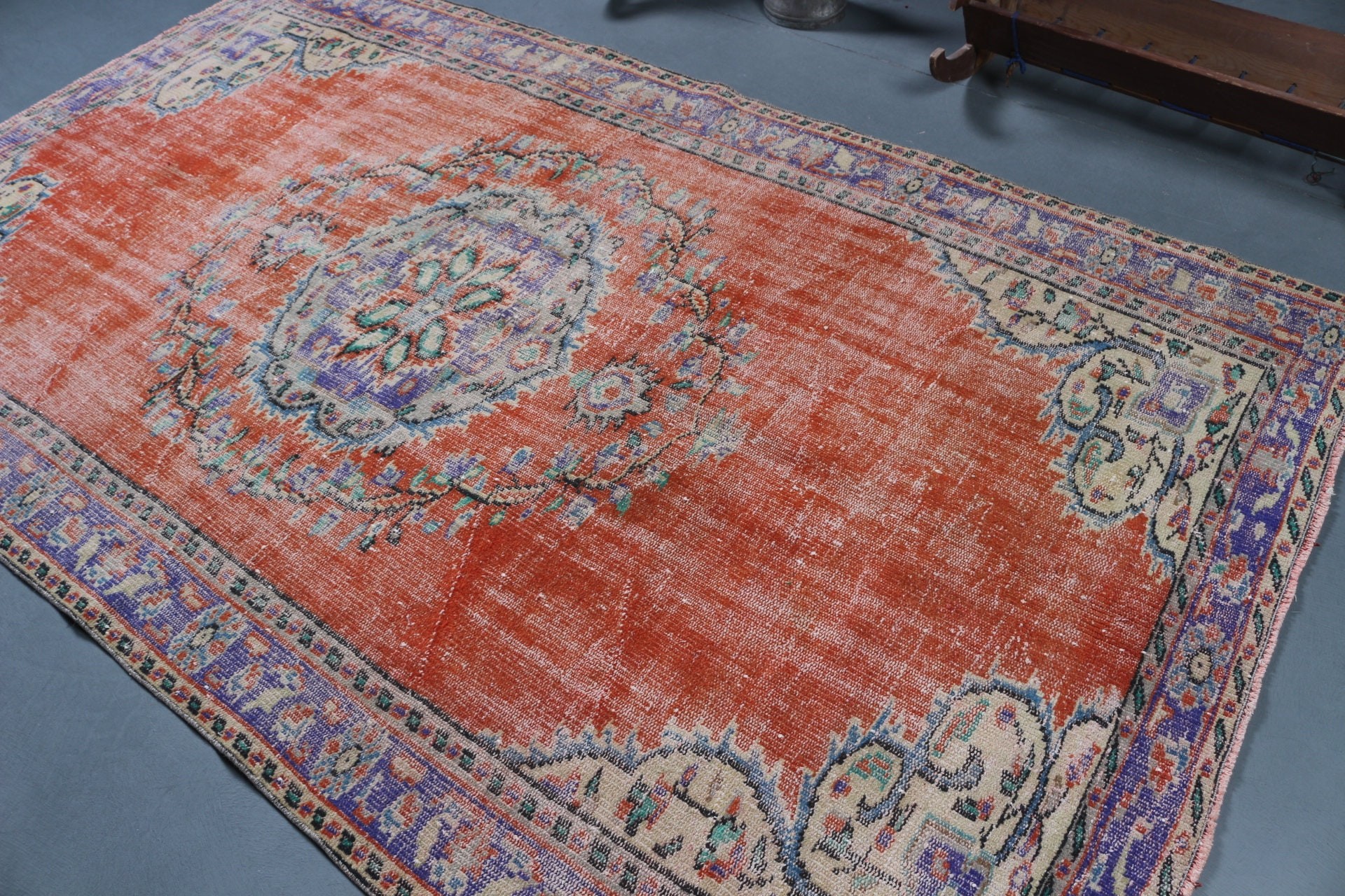 Moroccan Rug, Cool Rugs, Orange Bedroom Rug, Turkish Rugs, Bright Rugs, Vintage Rug, 5.5x9.3 ft Large Rugs, Salon Rug, Dining Room Rugs