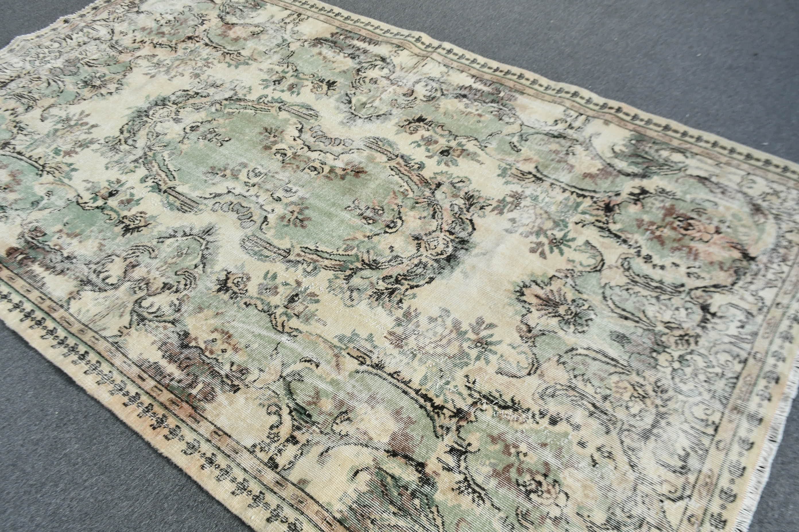 Pastel Rug, Vintage Rug, Oushak Rugs, Pale Rug, Turkish Rug, Dining Room Rug, Salon Rug, Floor Rug, Beige Antique Rug, 5.5x9.3 ft Large Rug