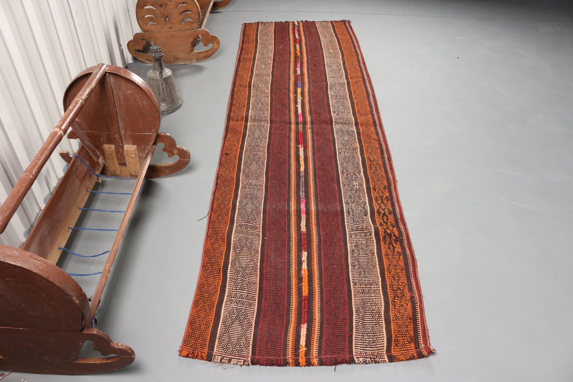 Nostaljik Kilim, Koridor Kilim, Yolluk Kilim, Koridor Kilim, Mutfak Kilim, 82x275 cm Yolluk Kilim, Uşak Kilim, Kırmızı Uşak Kilim