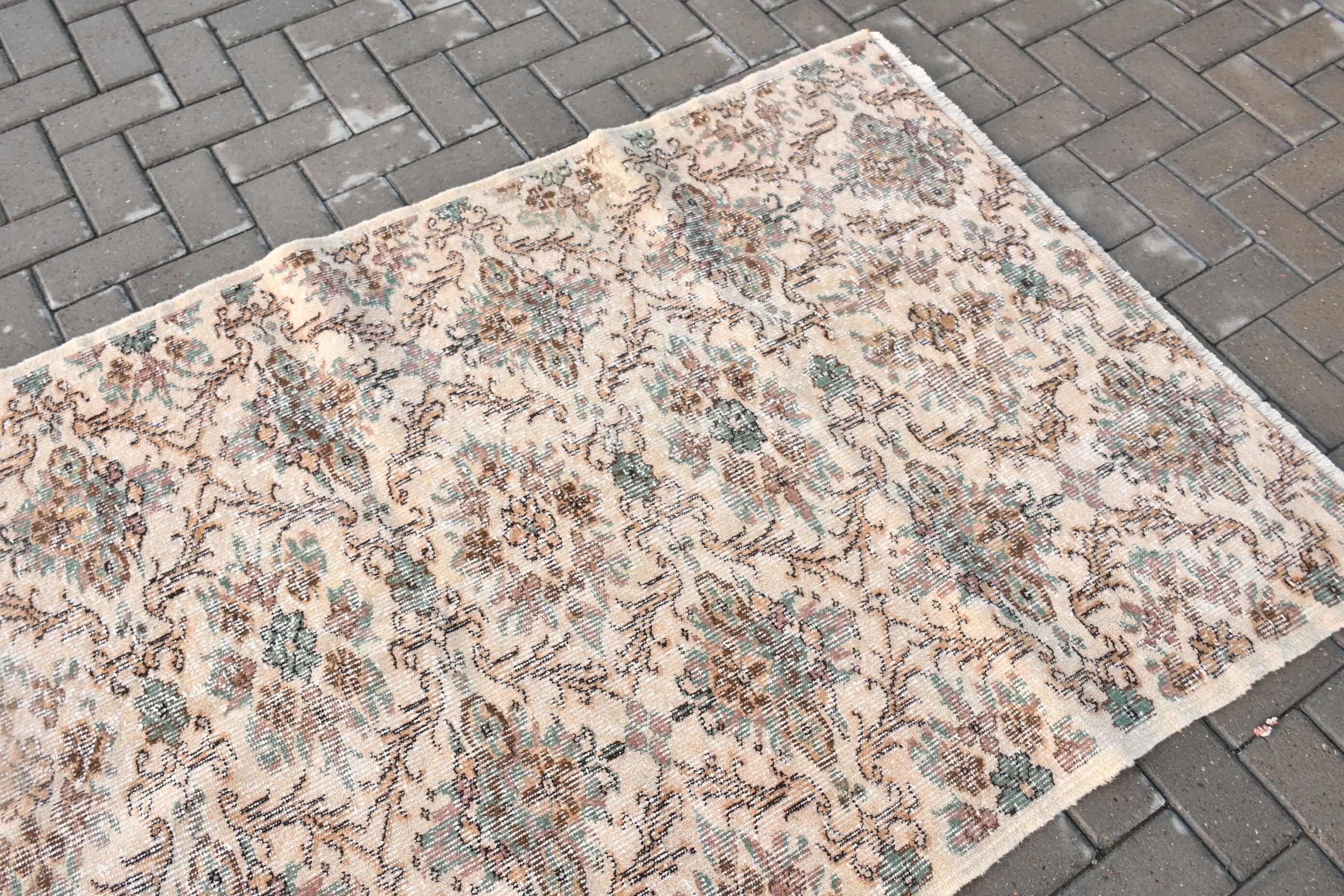 Outdoor Rug, 3.9x6.8 ft Area Rug, Nursery Rug, Rugs for Bedroom, Oriental Rug, Vintage Rug, Turkish Rugs, Beige Kitchen Rugs