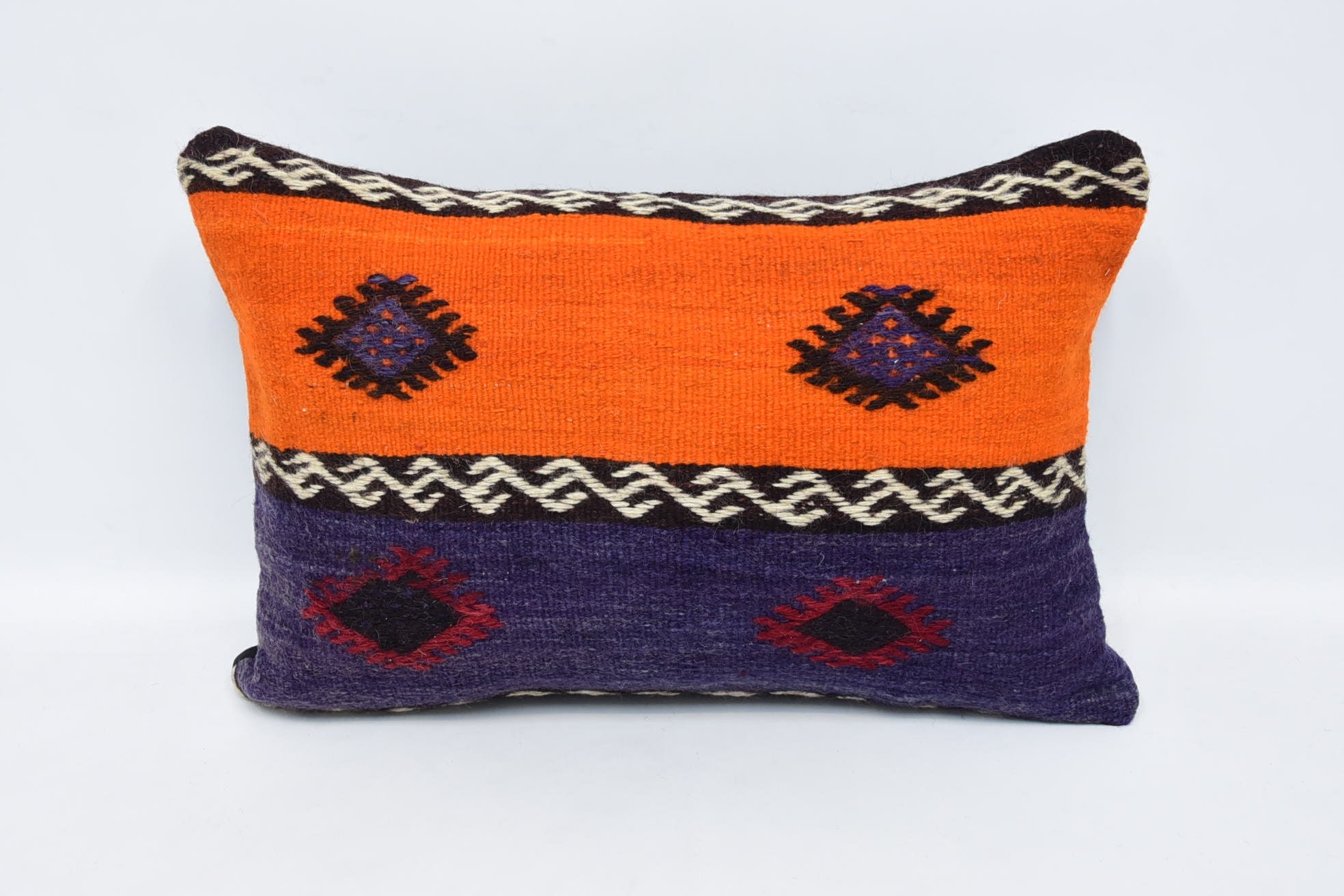Gift Pillow, Decorative Throw Pillow, Bed Pillow Case, 16"x24" Orange Cushion Case, Kilim Pillow Cover, Handwoven Pillow, Kilim Pillow