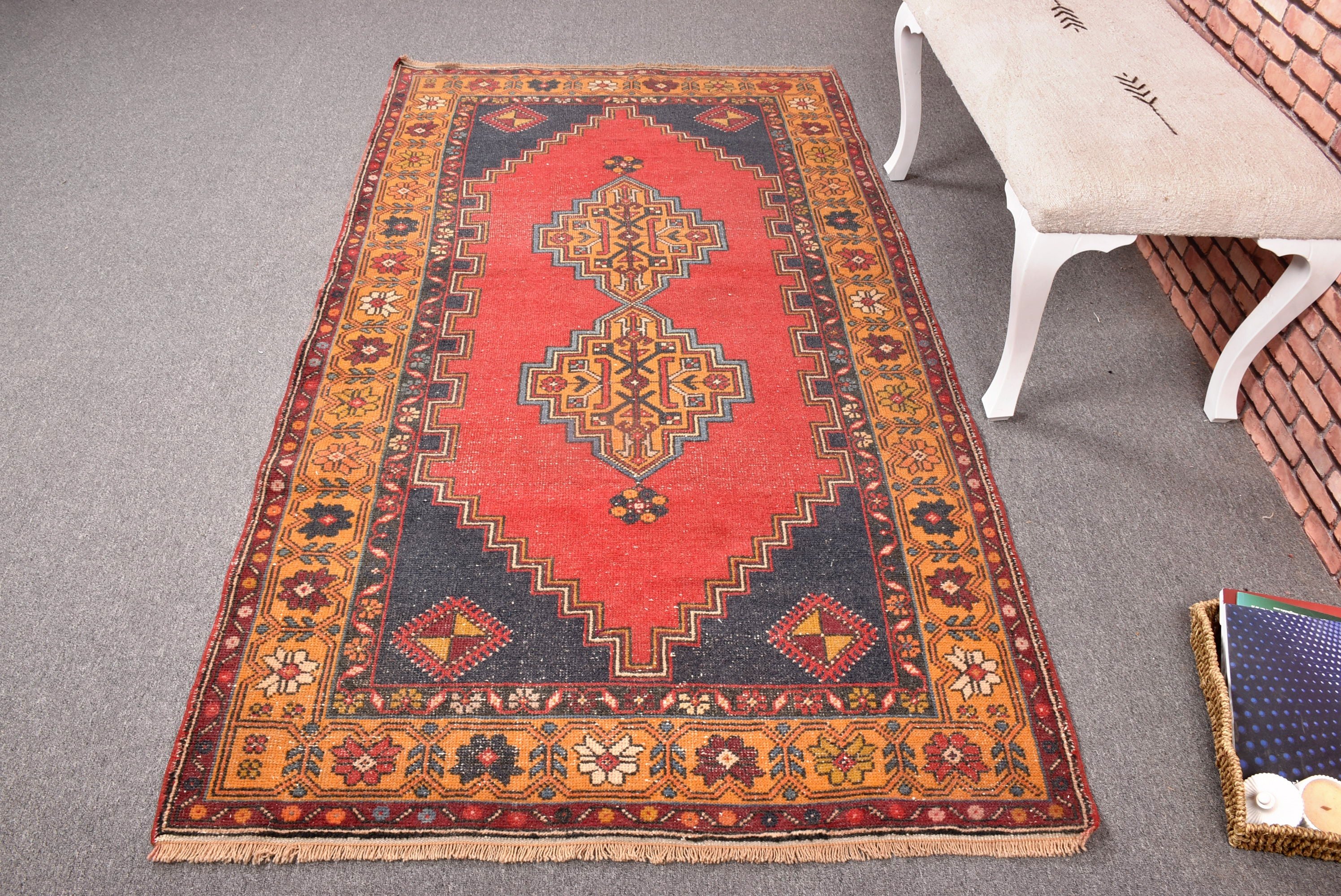 Türk Halıları, Yemek Odası Halıları, Sarı Boho Halısı, Fas Halısı, Mutfak Halısı, Vintage Halı, 3,8x7 ft Alan Halıları, El Dokuma Halıları, Yer Halısı