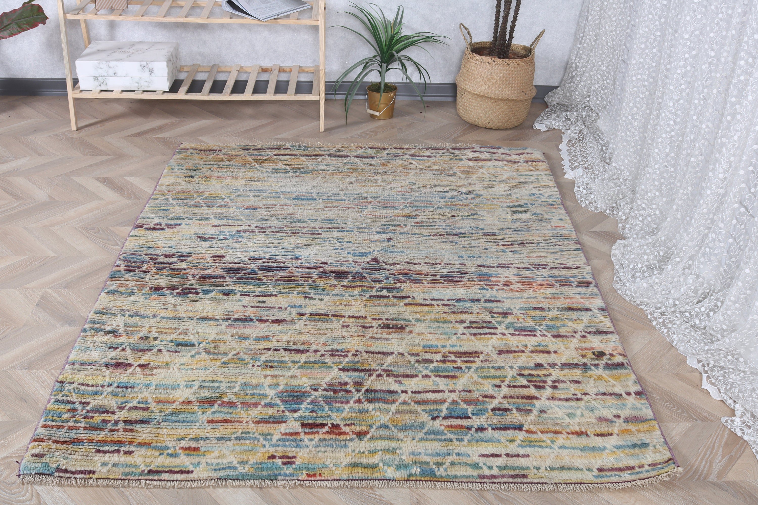 Boho Rugs, Dining Room Rug, Yellow Anatolian Rugs, Turkish Rugs, Luxury Rug, Home Decor Rug, 4.6x5.9 ft Area Rug, Vintage Rug, Kitchen Rugs