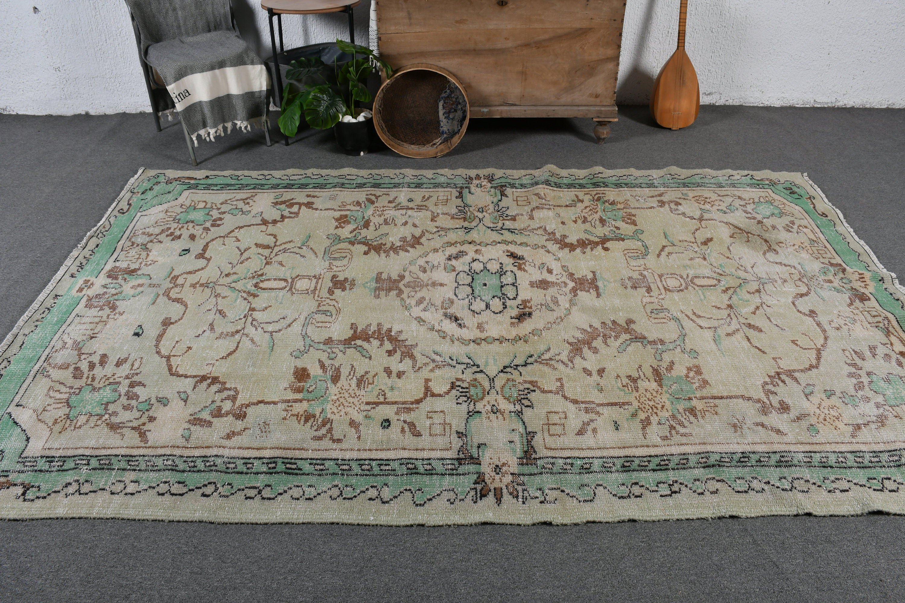 Dining Room Rugs, Moroccan Rug, Beige Cool Rug, Vintage Rugs, 5.6x9.2 ft Large Rugs, Living Room Rug, Turkish Rugs, Kitchen Rug, Bright Rug