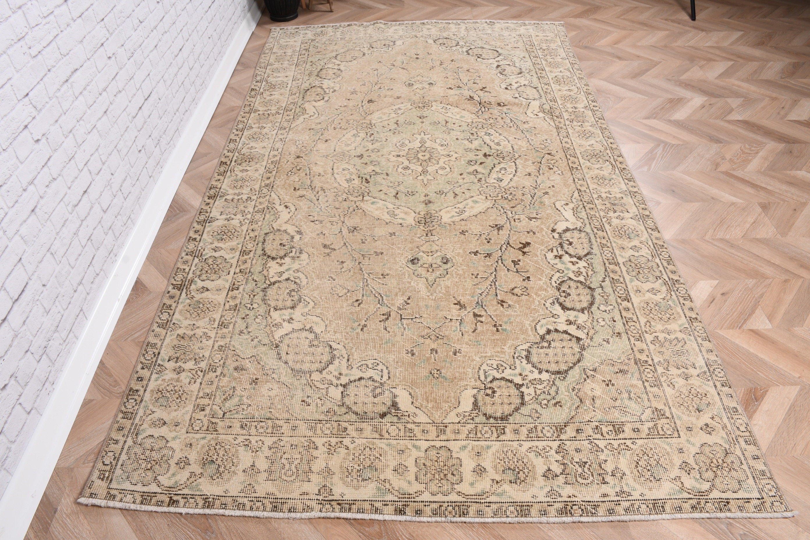 4.9x9 ft Large Rugs, Floor Rug, Statement Rugs, Beige Neutral Rugs, Office Rugs, Salon Rugs, Turkish Rugs, Vintage Rug, Large Oushak Rug