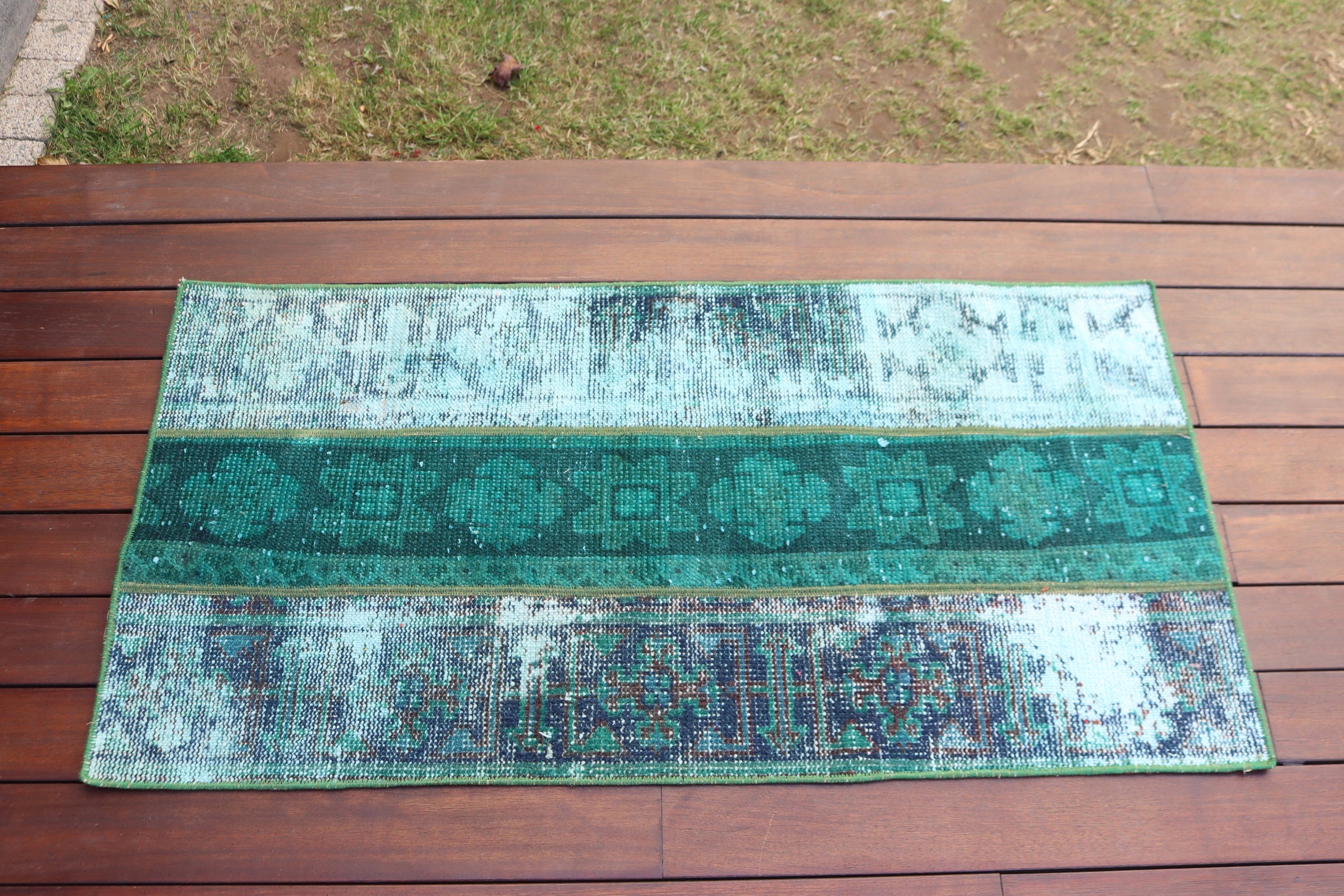 Vintage Rugs, Entry Rugs, Turkish Rug, Ethnic Rugs, Anatolian Rugs, Green  1.9x3.6 ft Small Rug, Small Area Rugs, Neutral Rug