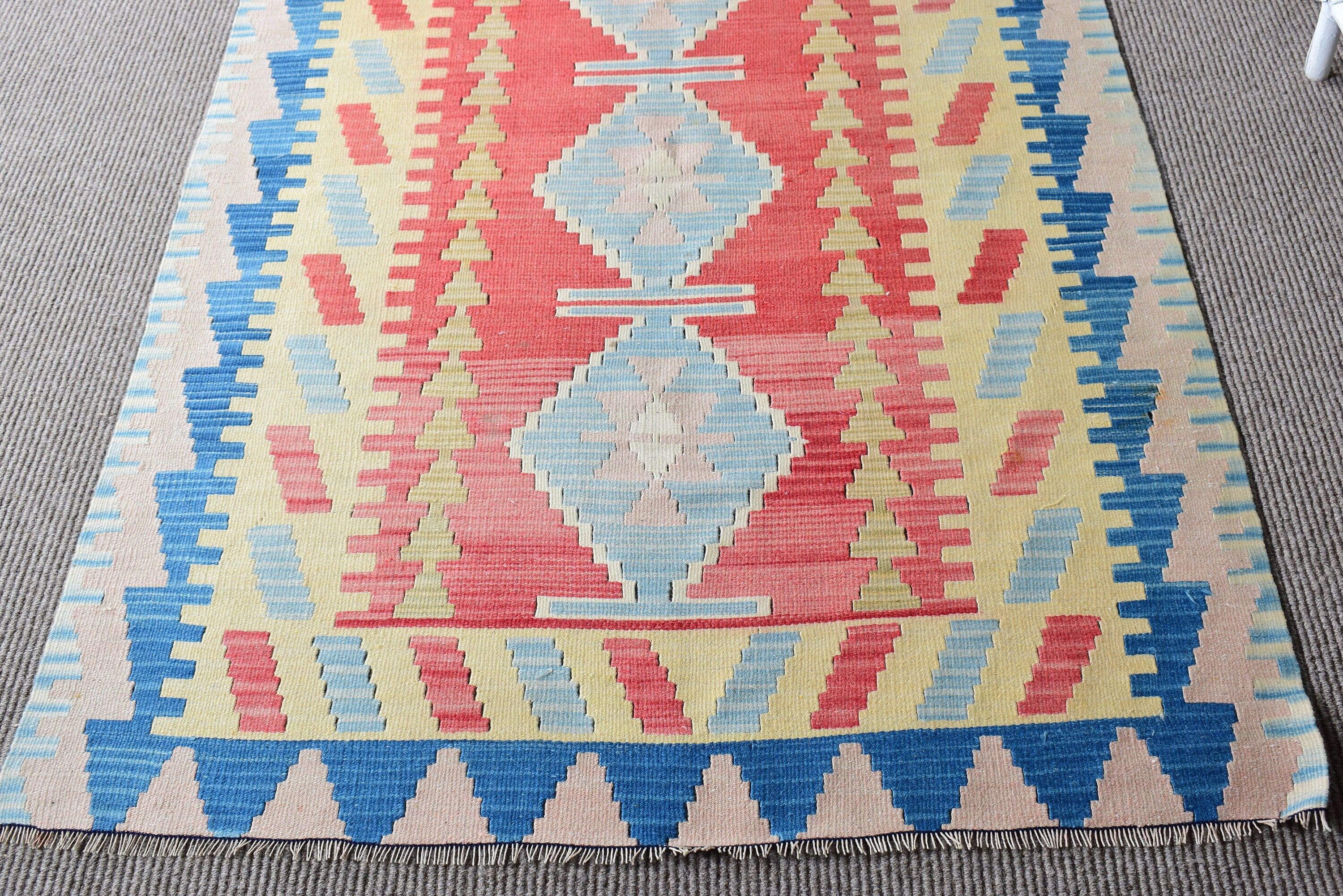 Boho Accent Halılar, 3,6x5,3 ft Accent Halılar, Boho Halılar, Yatak Odası Halıları, Kilim, Çocuk Odası Halıları, Türk Halısı, Bej Düz Dokuma Halı, Vintage Halılar