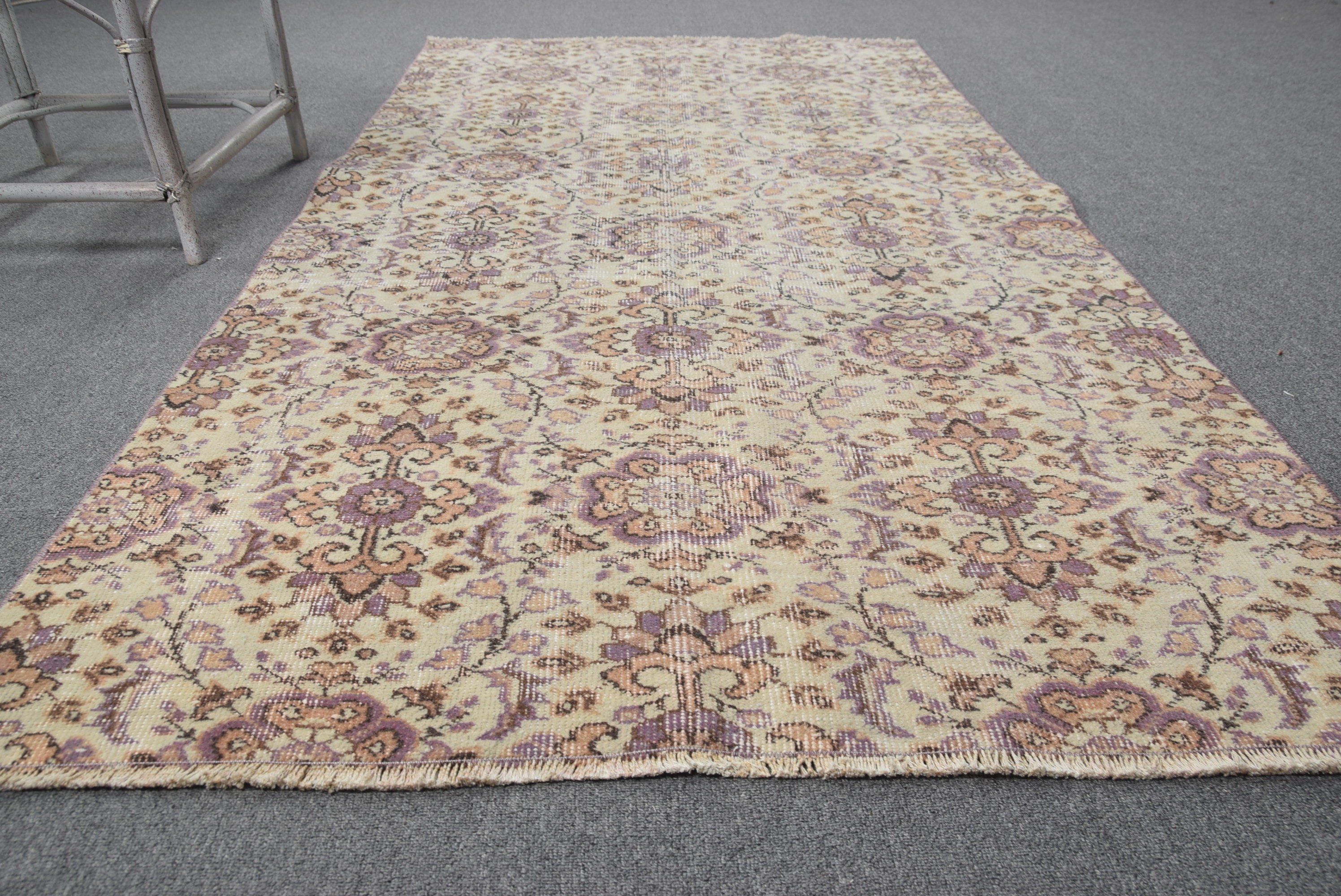 Bej Yün Halı, Sanat Halısı, Yatak Odası Halısı, 3,9x7,4 ft Alan Halısı, Ev Dekor Halısı, Vintage Dekor Halıları, Vintage Halı, Türk Halıları, Mutfak Halıları