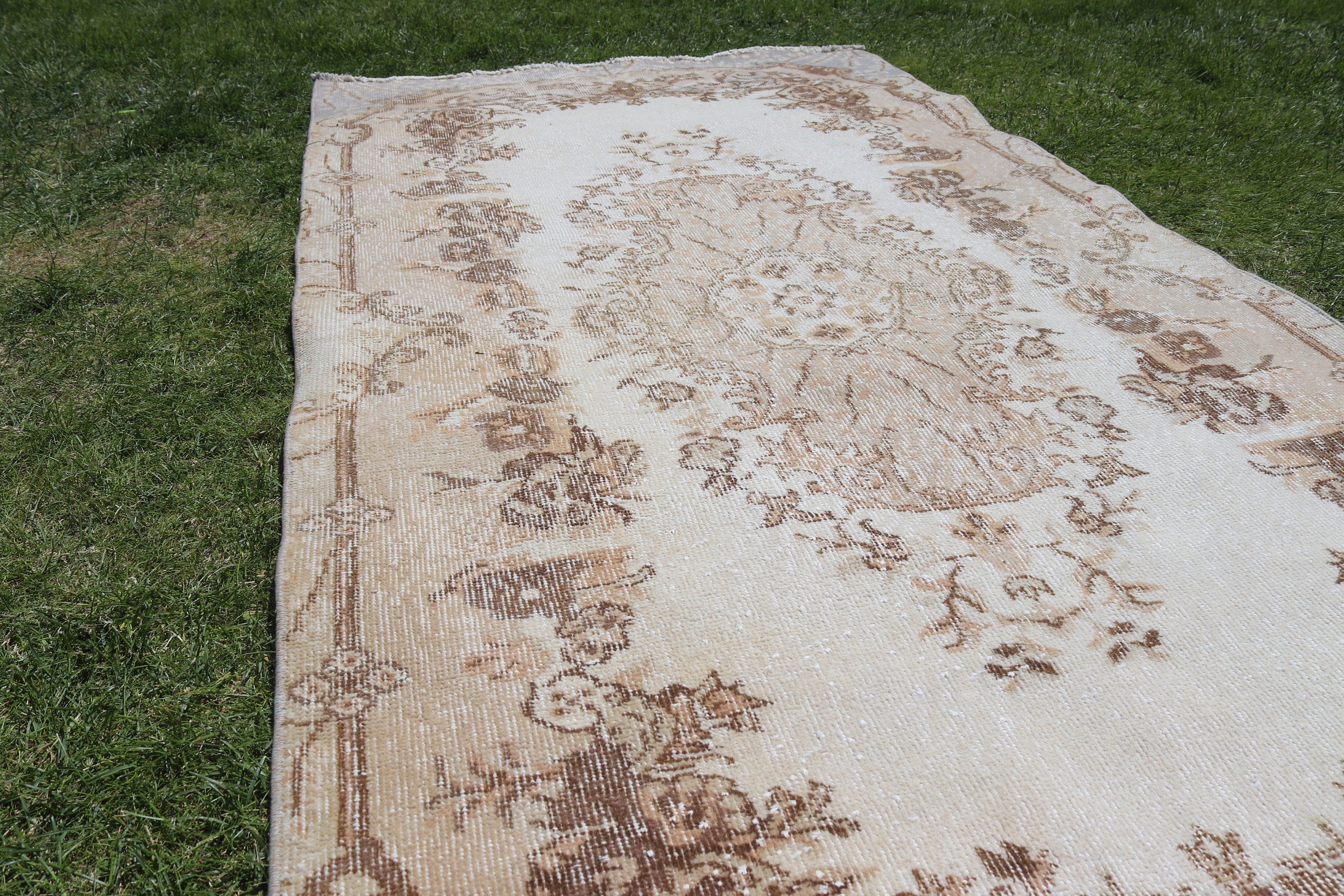 Kitchen Rugs, Outdoor Rug, Rugs for Area, Vintage Rug, Bedroom Rugs, Turkish Rug, Beige  3.6x7.2 ft Area Rug