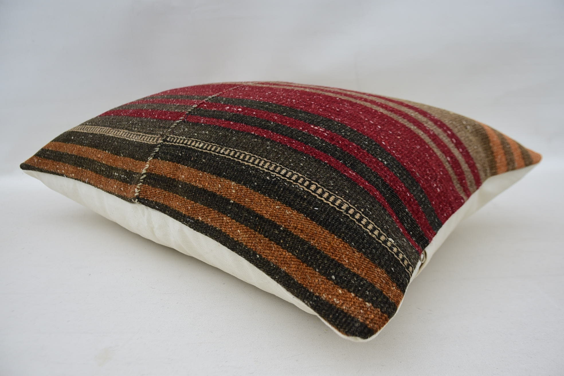 Kilim Pillow, Gift Pillow, Muted Cushion, Home Decor Pillow, Sofa Bolster Cushion Case, 16"x24" Red Cushion Cover, Handmade Pillow Cover