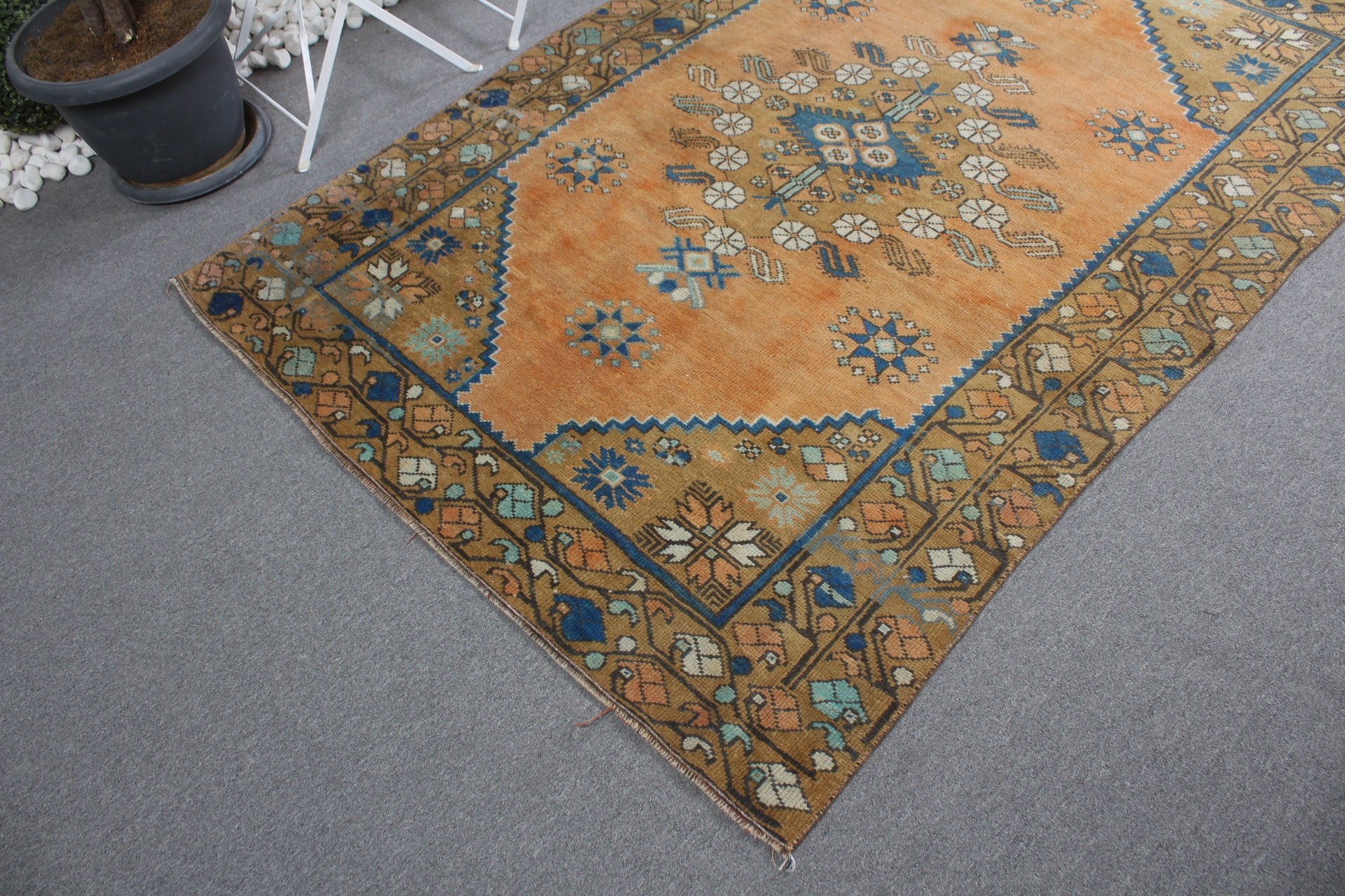 Eclectic Rug, Rugs for Nursery, Moroccan Rug, Indoor Rugs, Turkish Rug, Vintage Rugs, Anatolian Rug, Orange Floor Rug, 4.7x6.7 ft Area Rug