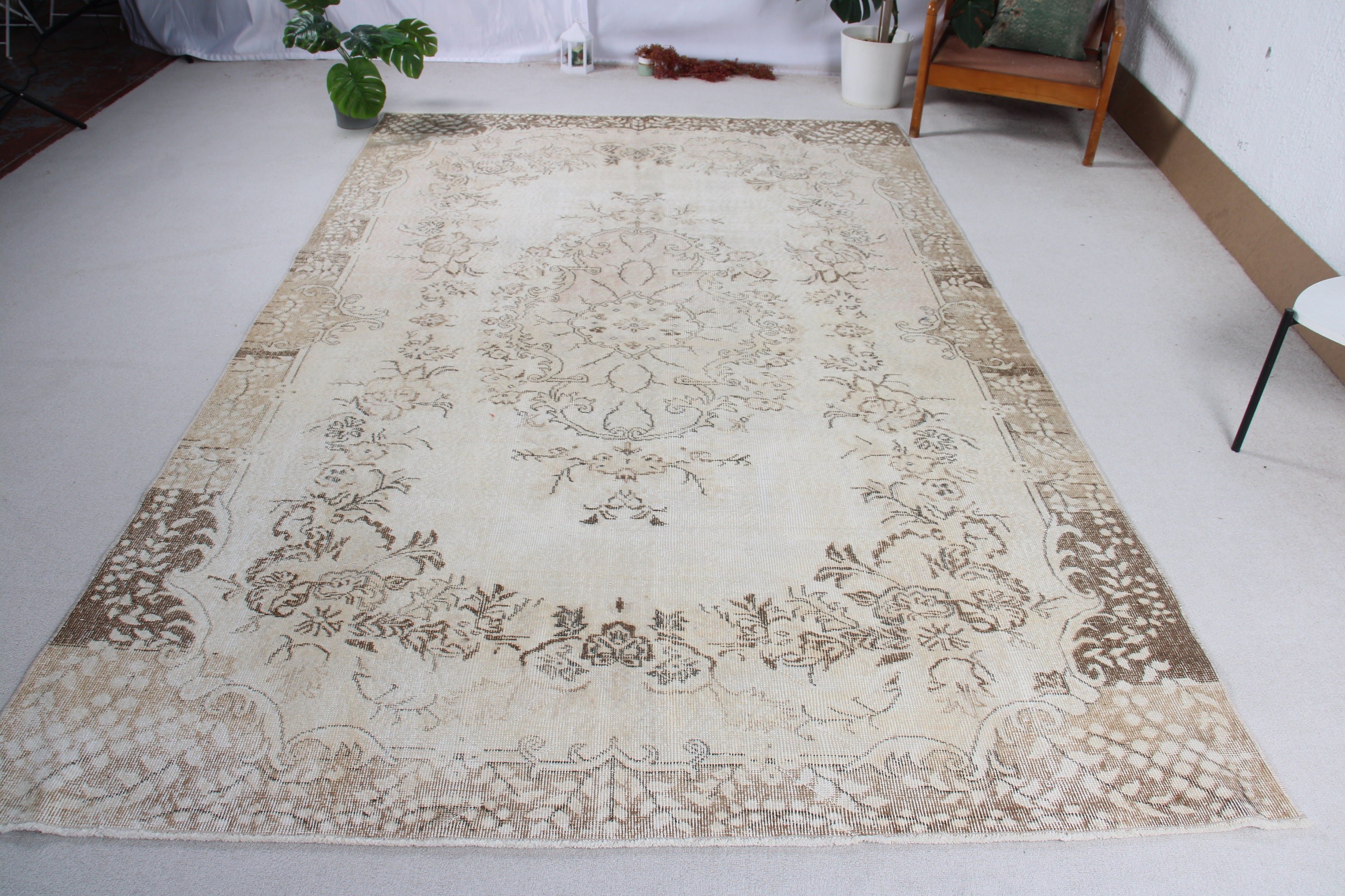 Türk Halısı, Bej Yün Halılar, Vintage Halılar, Ev Dekorasyonu Halısı, Geometrik Halı, Büyük Boho Halısı, Modern Halı, Yatak Odası Halıları, 6.6x10.2 ft Büyük Halılar