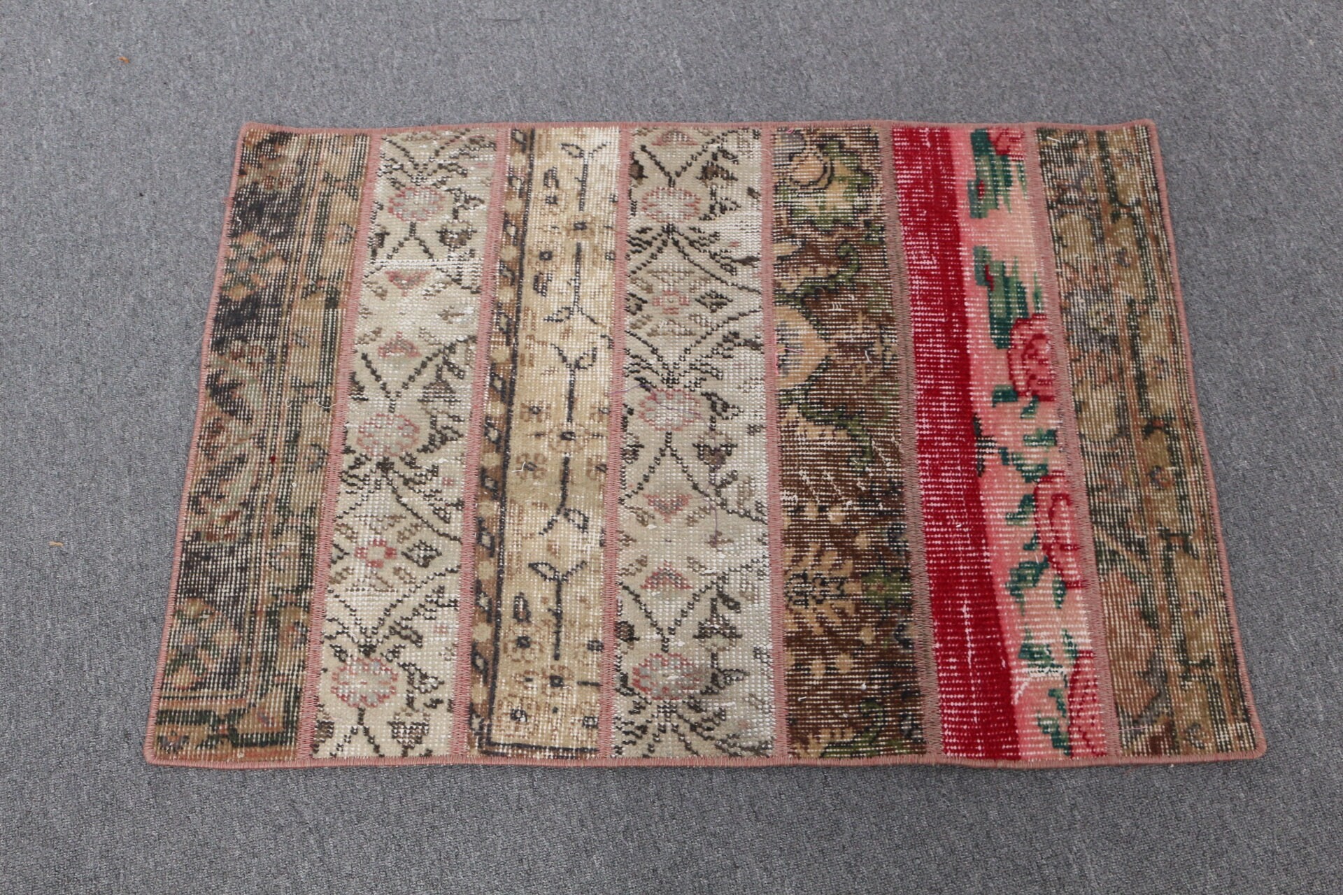 Vintage Rug, Oushak Rugs, Bathroom Rug, Turkish Rugs, Beige Antique Rug, 2.2x3.2 ft Small Rug, Flatweave Rug, Nursery Rugs, Anatolian Rugs