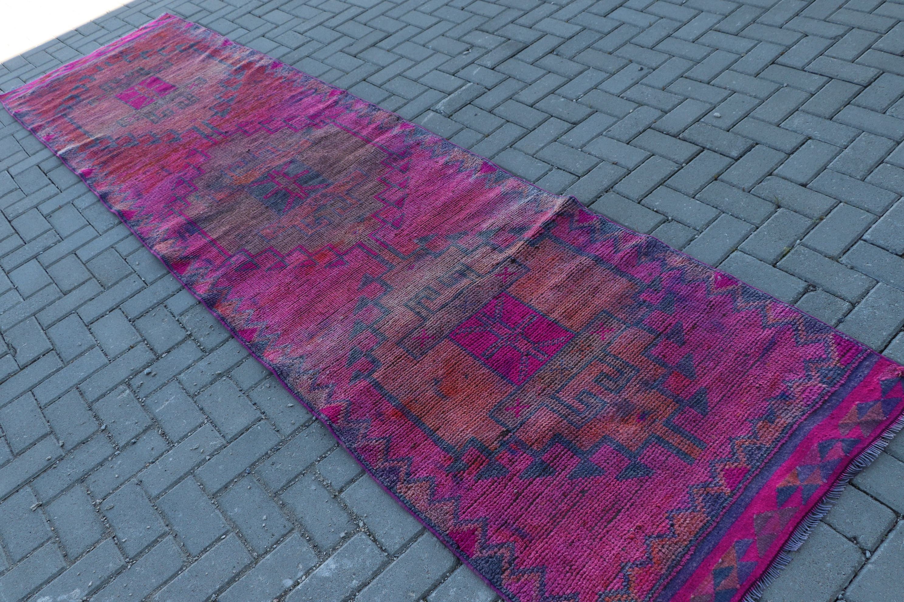 Moroccan Rug, 3x11.9 ft Runner Rug, Stair Rugs, Pink Oriental Rug, Rugs for Runner, Turkey Rug, Turkish Rug, Oriental Rug, Vintage Rugs