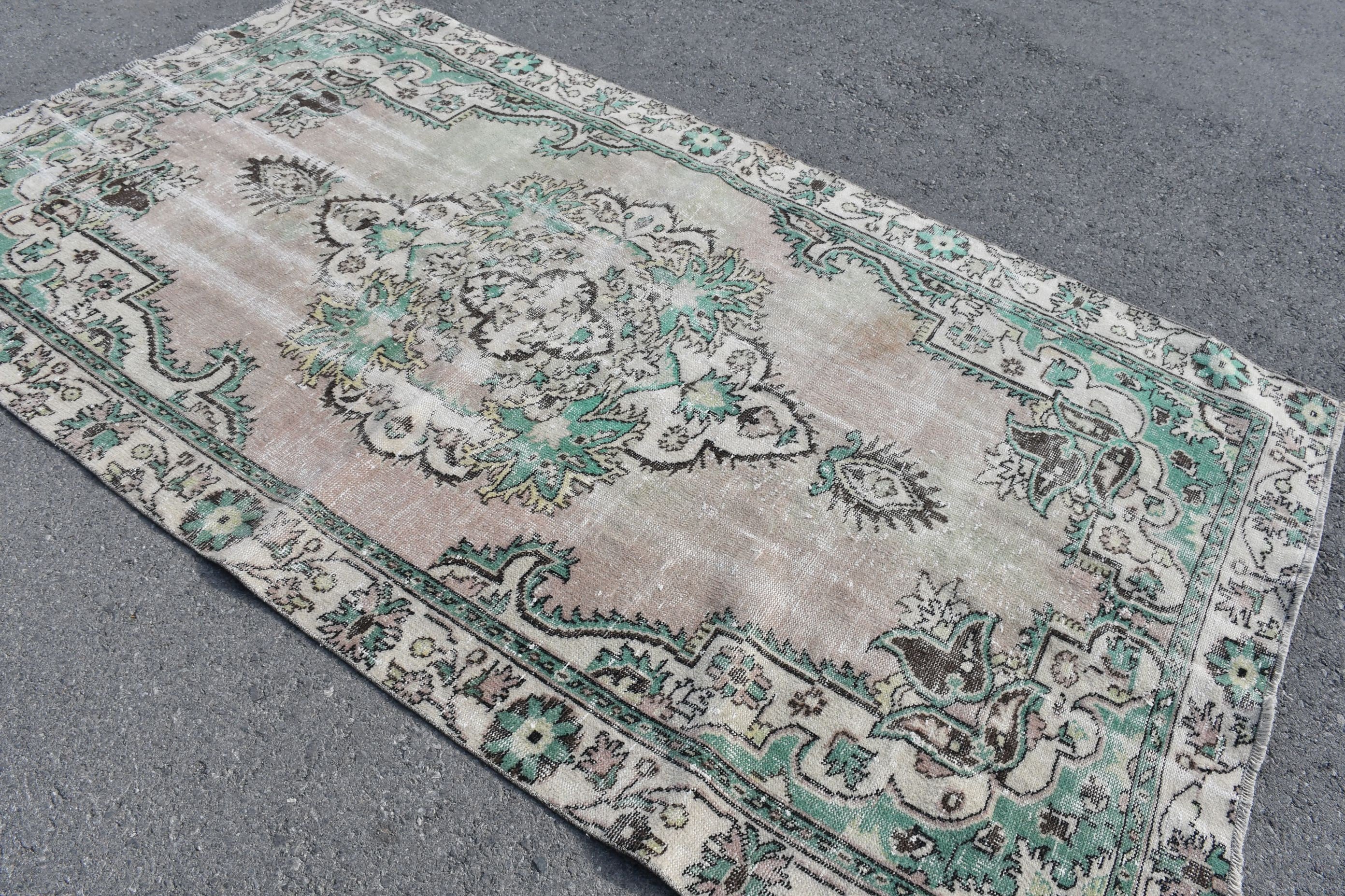 Salon Rug, Pale Rugs, Green Home Decor Rug, Living Room Rug, Turkish Rug, Vintage Rug, 5.4x9.5 ft Large Rug, Anatolian Rug, Antique Rug