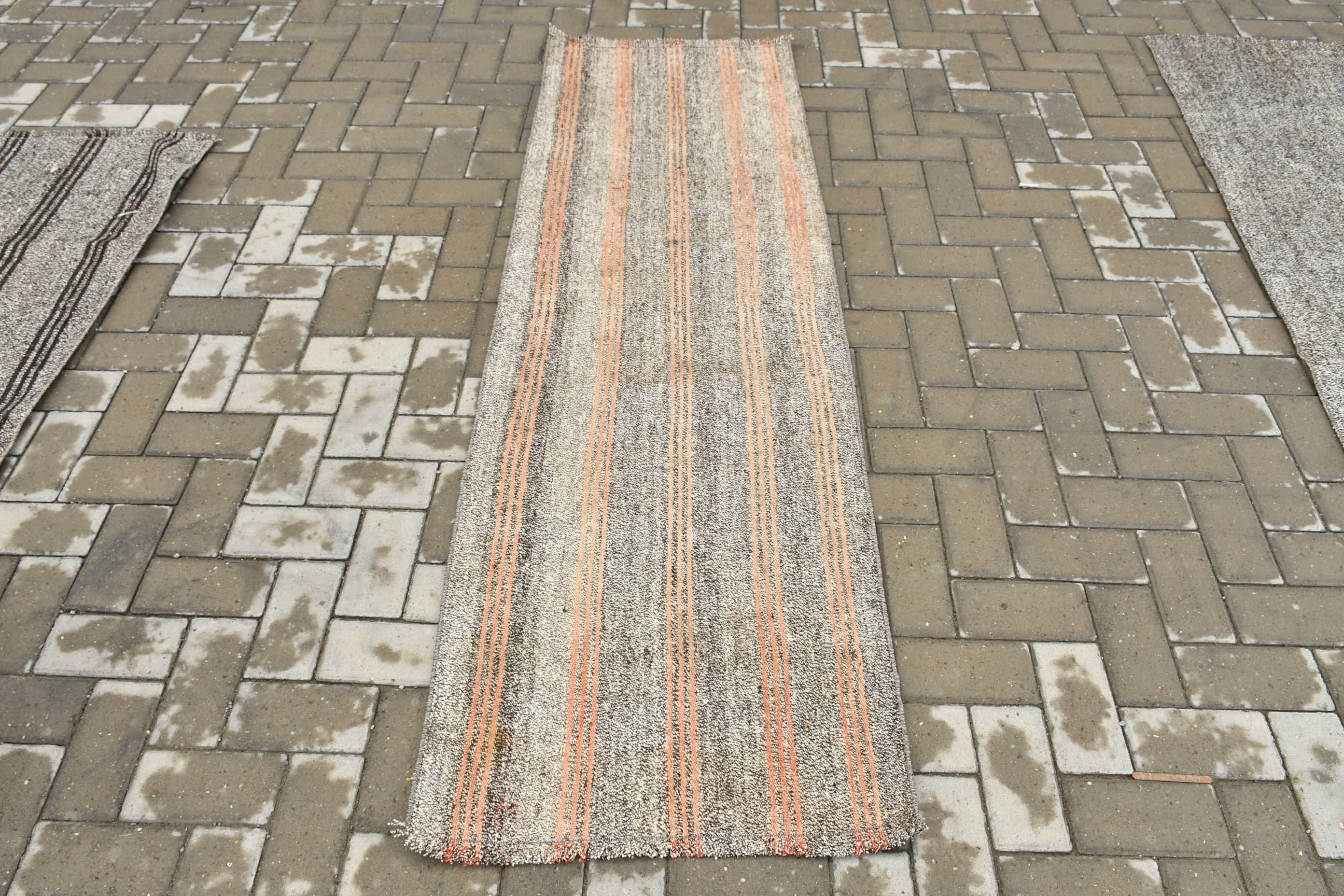 Vintage Rug, Kitchen Rugs, Oriental Rug, Stair Rugs, Antique Rugs, 2.2x6.6 ft Runner Rug, Gray Oriental Rug, Kilim, Pale Rug, Turkish Rugs