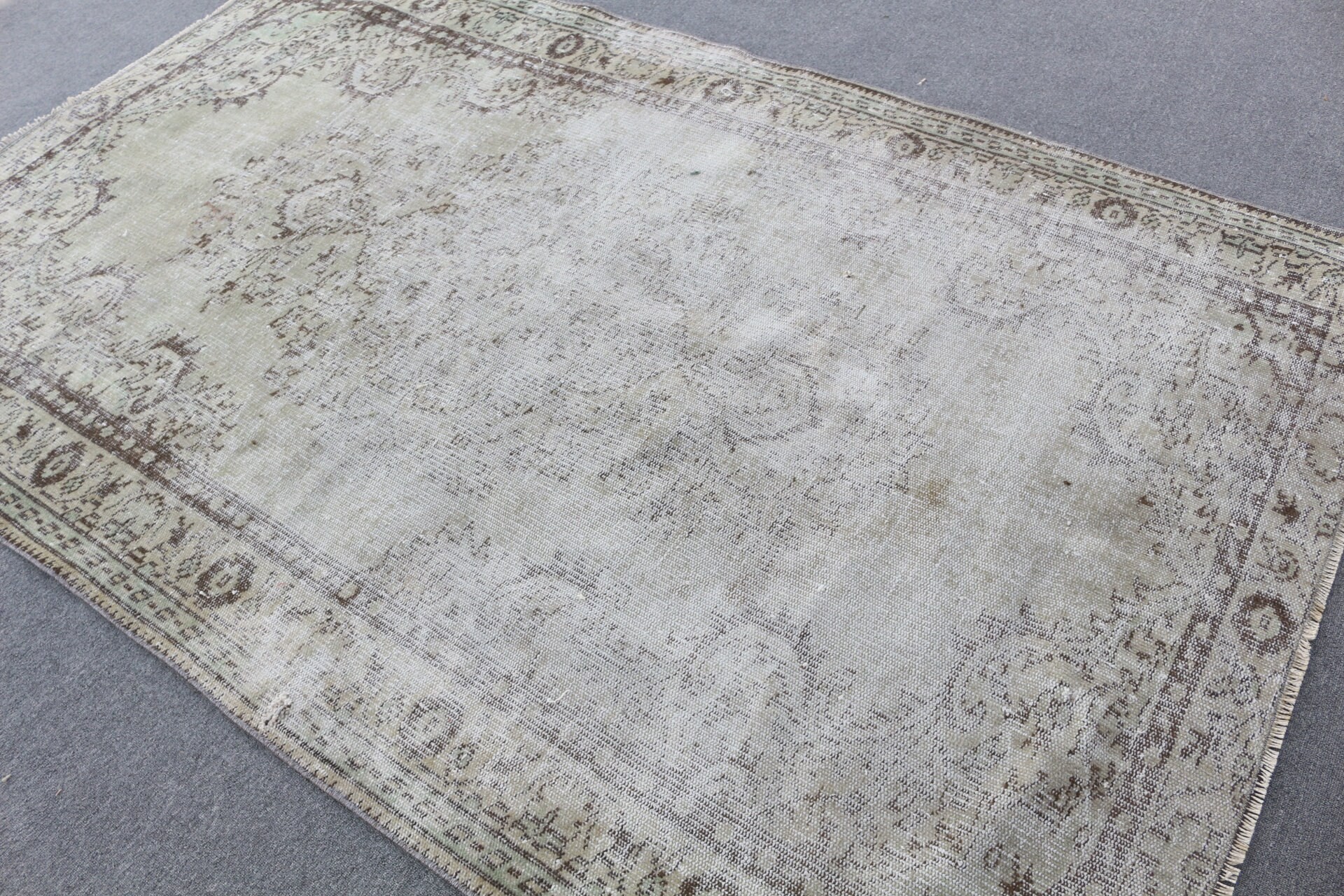 Bedroom Rug, Hand Woven Rug, Salon Rug, Turkish Rug, 5.4x8.5 ft Large Rugs, Vintage Rugs, Antique Rug, Green Floor Rugs