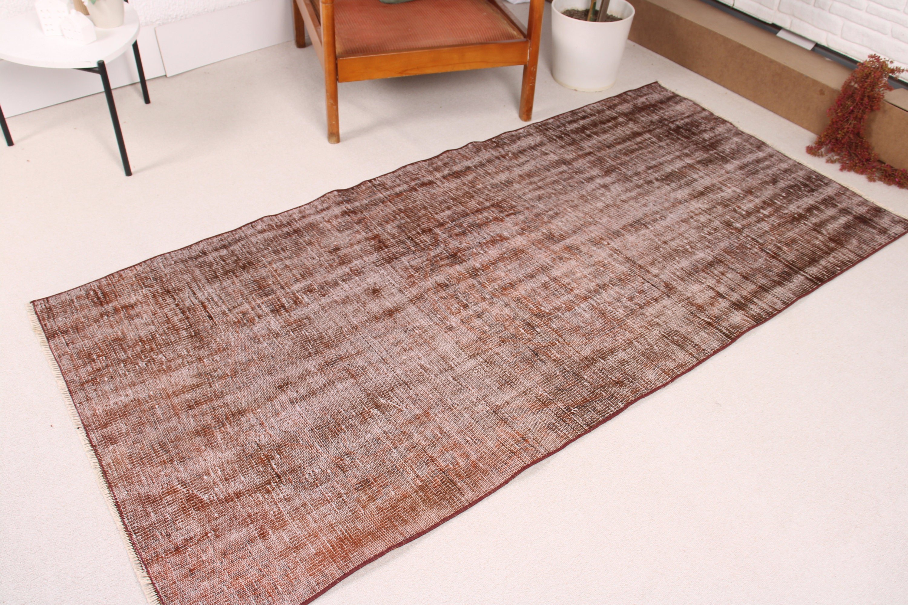 Brown Antique Rugs, Aztec Rug, Moroccan Rug, Turkish Rug, Oushak Area Rugs, 3.4x7.1 ft Area Rugs, Vintage Rug, Bedroom Rugs, Kitchen Rug