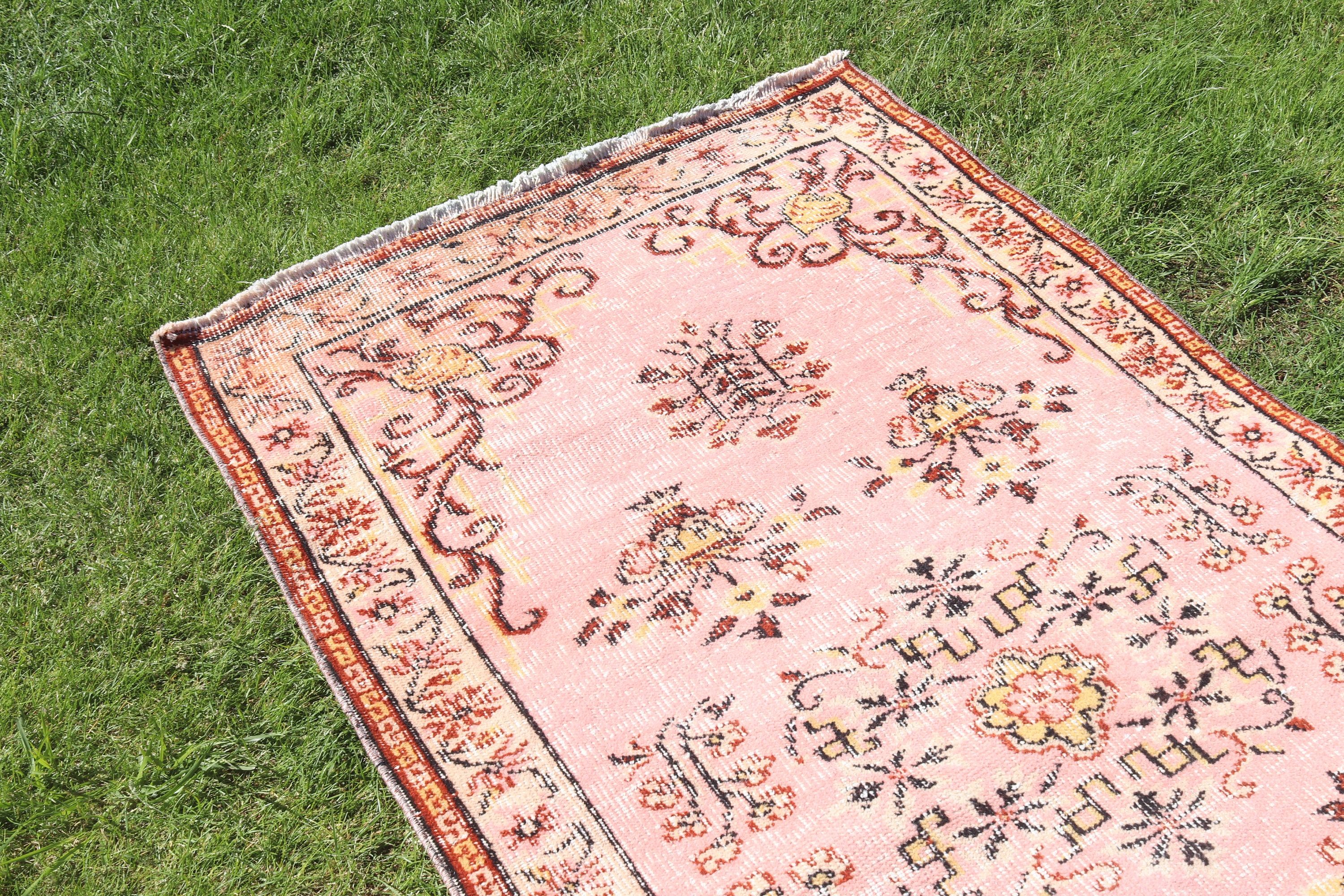 Geometrik Halılar, Vintage Vurgulu Halılar, Vintage Halı, Çocuk Halısı, Ev Dekorasyonu Halıları, Türk Halıları, 3.6x6.6 ft Aksan Halısı, Pembe Açıklama Halıları