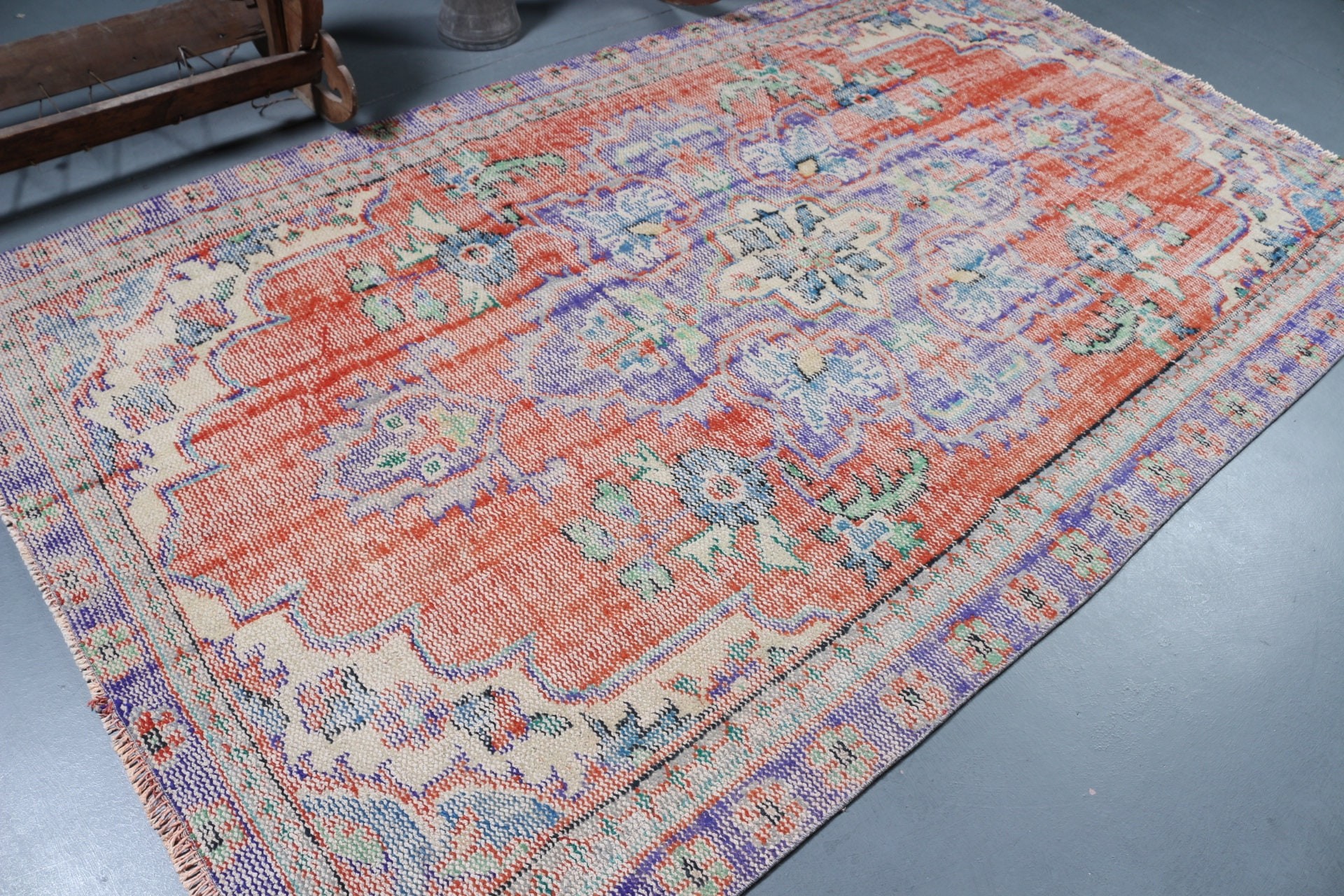 Eclectic Rug, Salon Rug, Cool Rugs, Vintage Rug, Orange Bedroom Rugs, Dining Room Rug, 5.4x9 ft Large Rug, Home Decor Rugs, Turkish Rugs