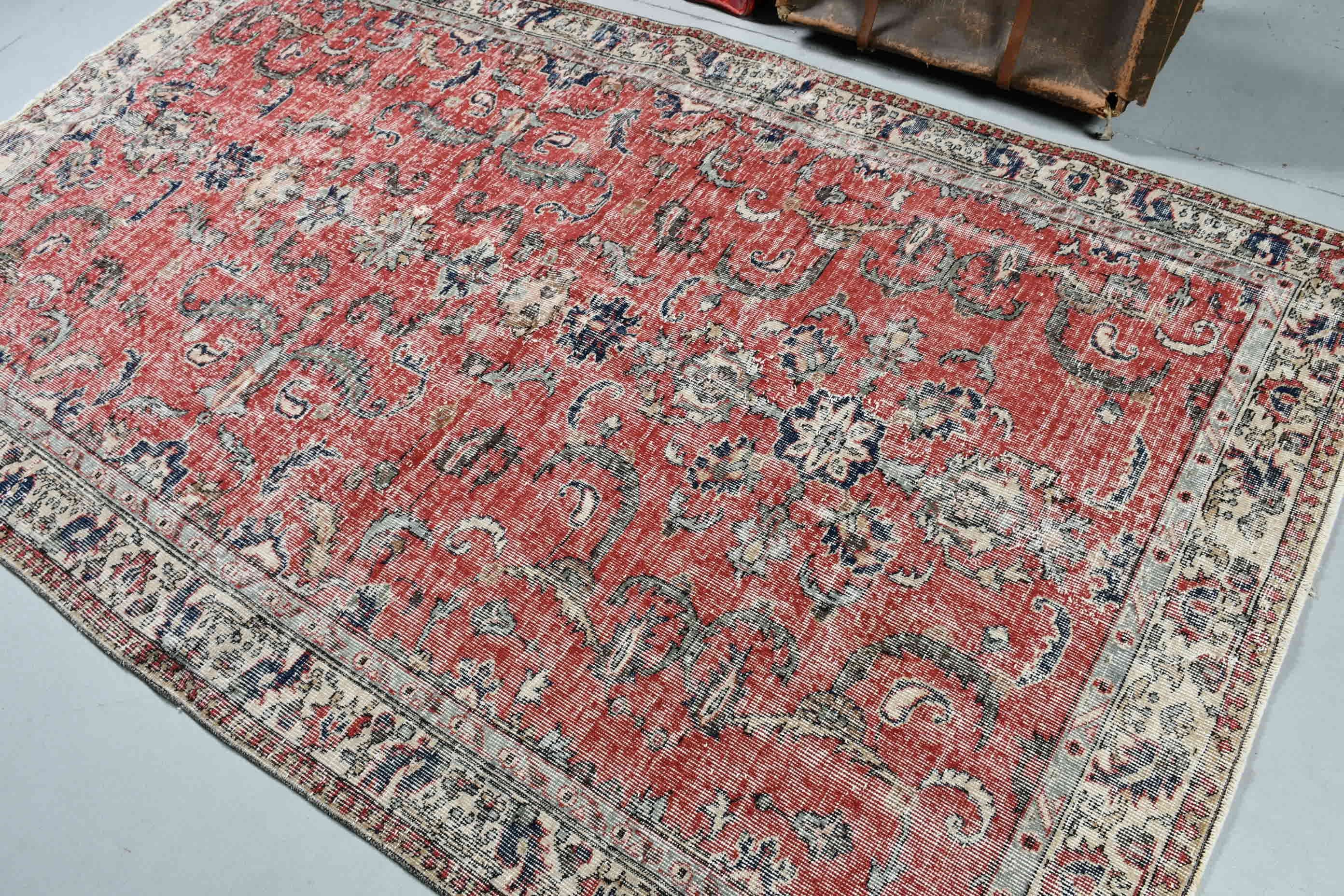 Turkish Rug, Salon Rug, 5.2x8.6 ft Large Rug, Dining Room Rugs, Red Anatolian Rug, Vintage Rug, Antique Rug, Flatweave Rug, Home Decor Rug
