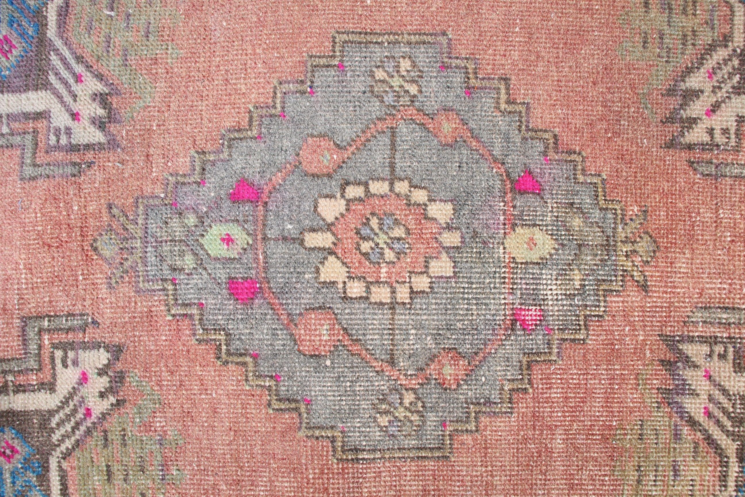 Vintage Halı, 1.7x3.3 ft Küçük Halı, Kahverengi Oushak Halı, Otantik Halı, Türk Halısı, Yatak Odası Halıları, Havalı Halılar, Banyo Halısı, Oryantal Halı