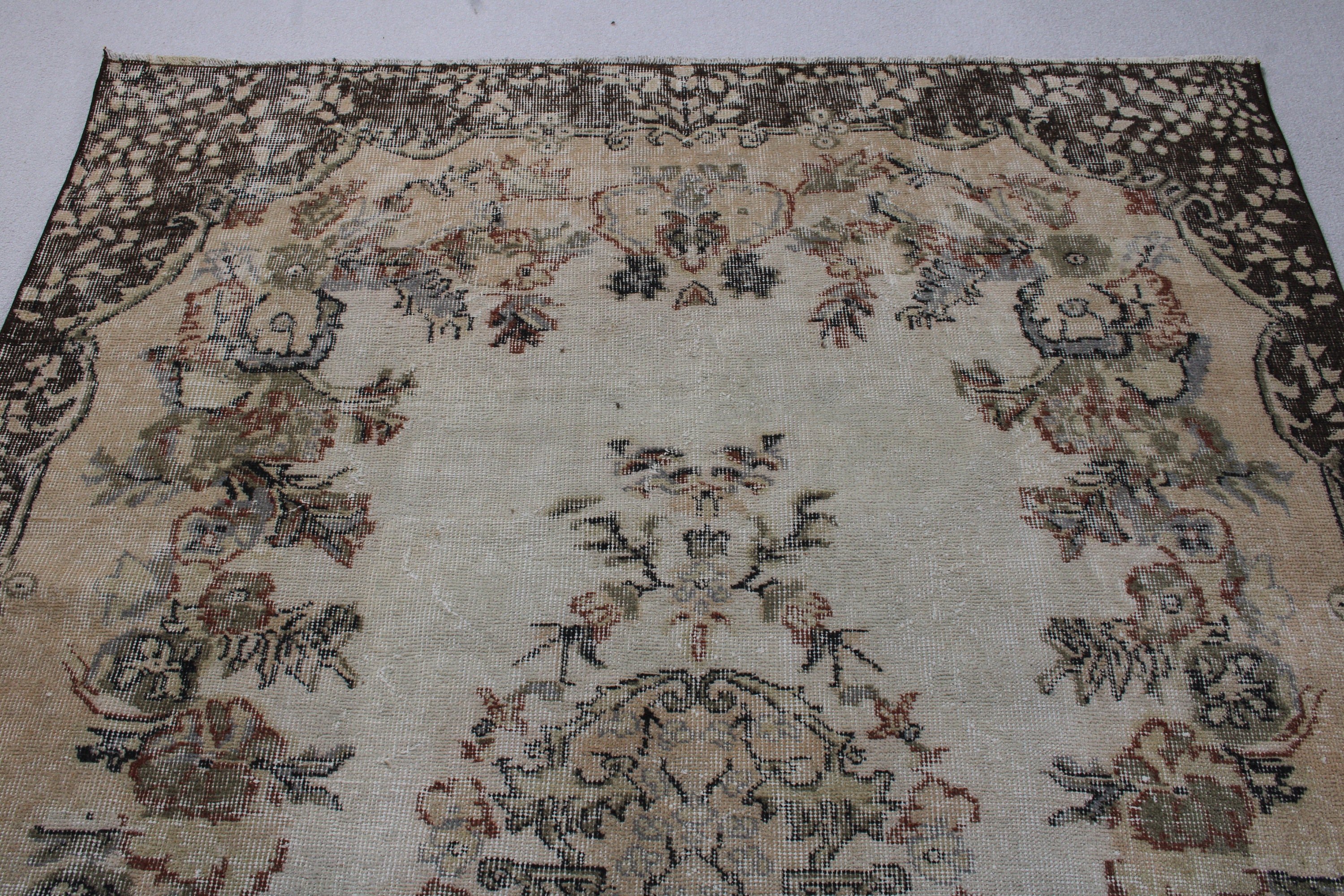 Vintage Halı, Yatak Odası Halısı, Etnik Halılar, Antika Halılar, Bej Oryantal Halılar, 5.7x9.4 ft Büyük Halı, Modern Halı, Türk Halısı, Salon Halısı