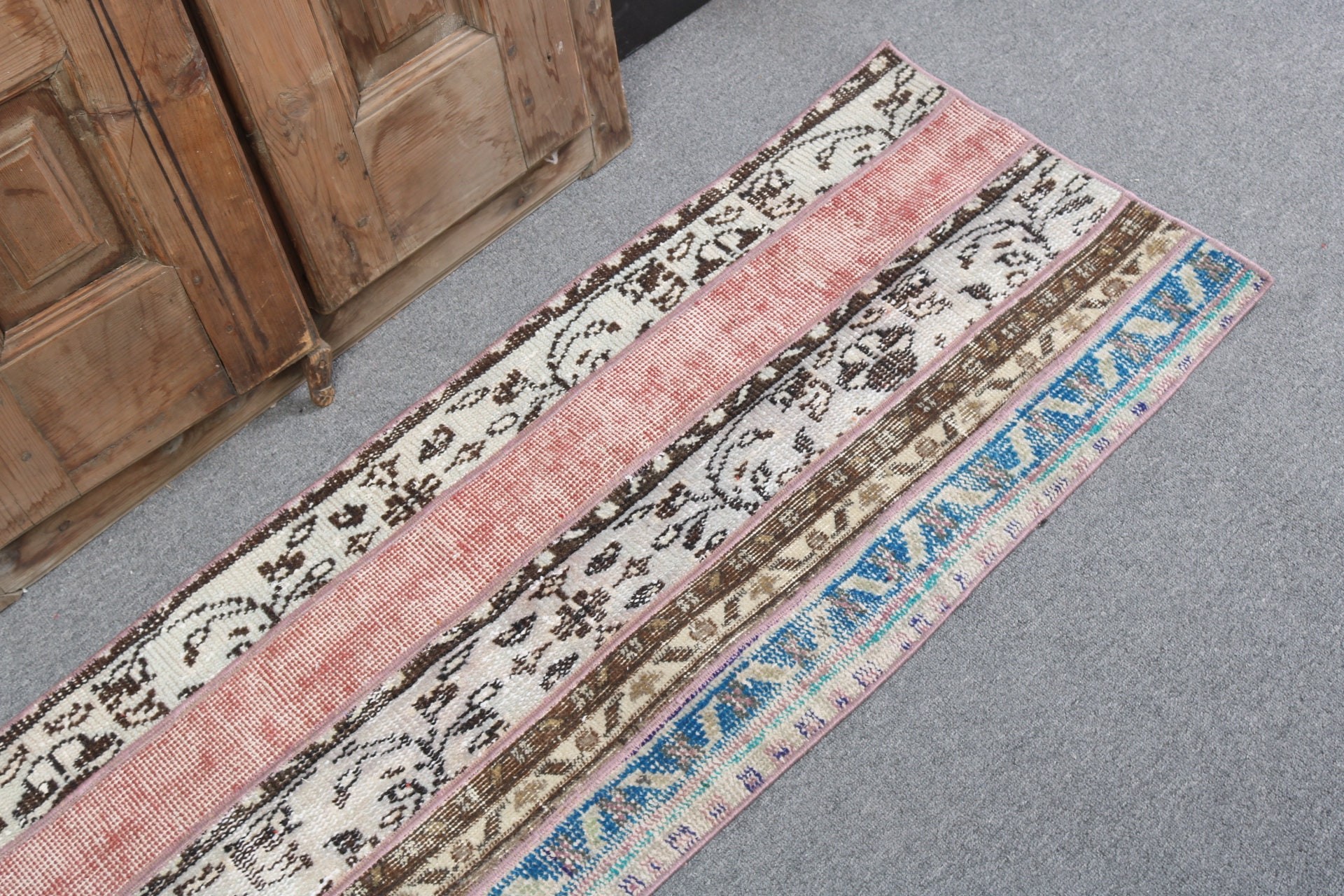 Kapı Paspası Halıları, Boho Halıları, Vintage Halı, Banyo Halıları, Bej Yatak Odası Halısı, Türk Halısı, Düz Dokuma Halı, 1.7x4.8 ft Küçük Halılar, Banyo Halıları