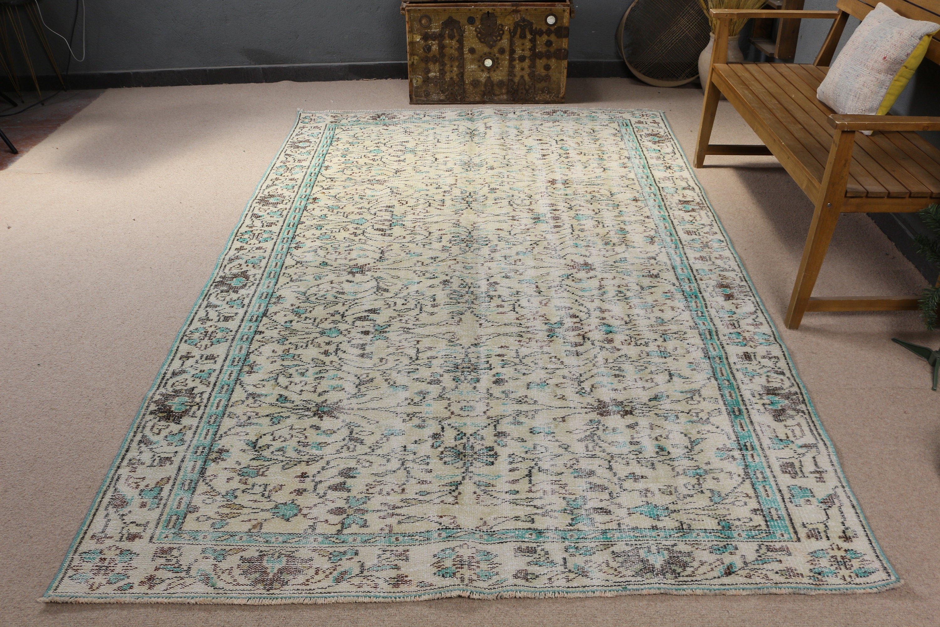 Ethnic Rugs, 5.7x9.4 ft Large Rugs, Kitchen Rugs, Large Oushak Rug, Turkish Rug, Floor Rugs, Vintage Rugs, Bedroom Rugs, Beige Neutral Rugs