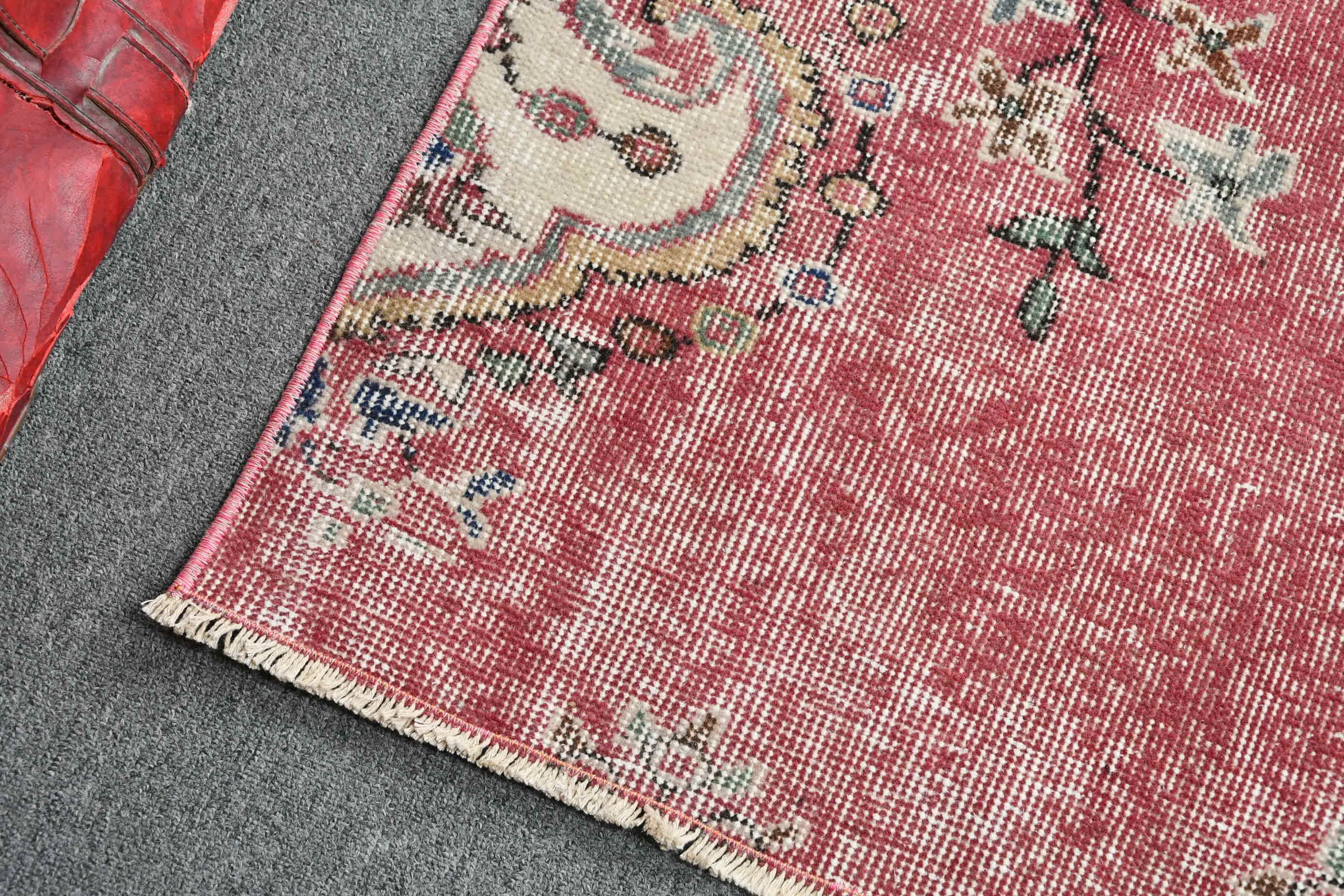 Pink Floor Rugs, Vintage Rug, 2.2x4.4 ft Small Rugs, Kitchen Rugs, Entry Rug, Rugs for Bathroom, Anatolian Rug, Nursery Rug, Turkish Rugs