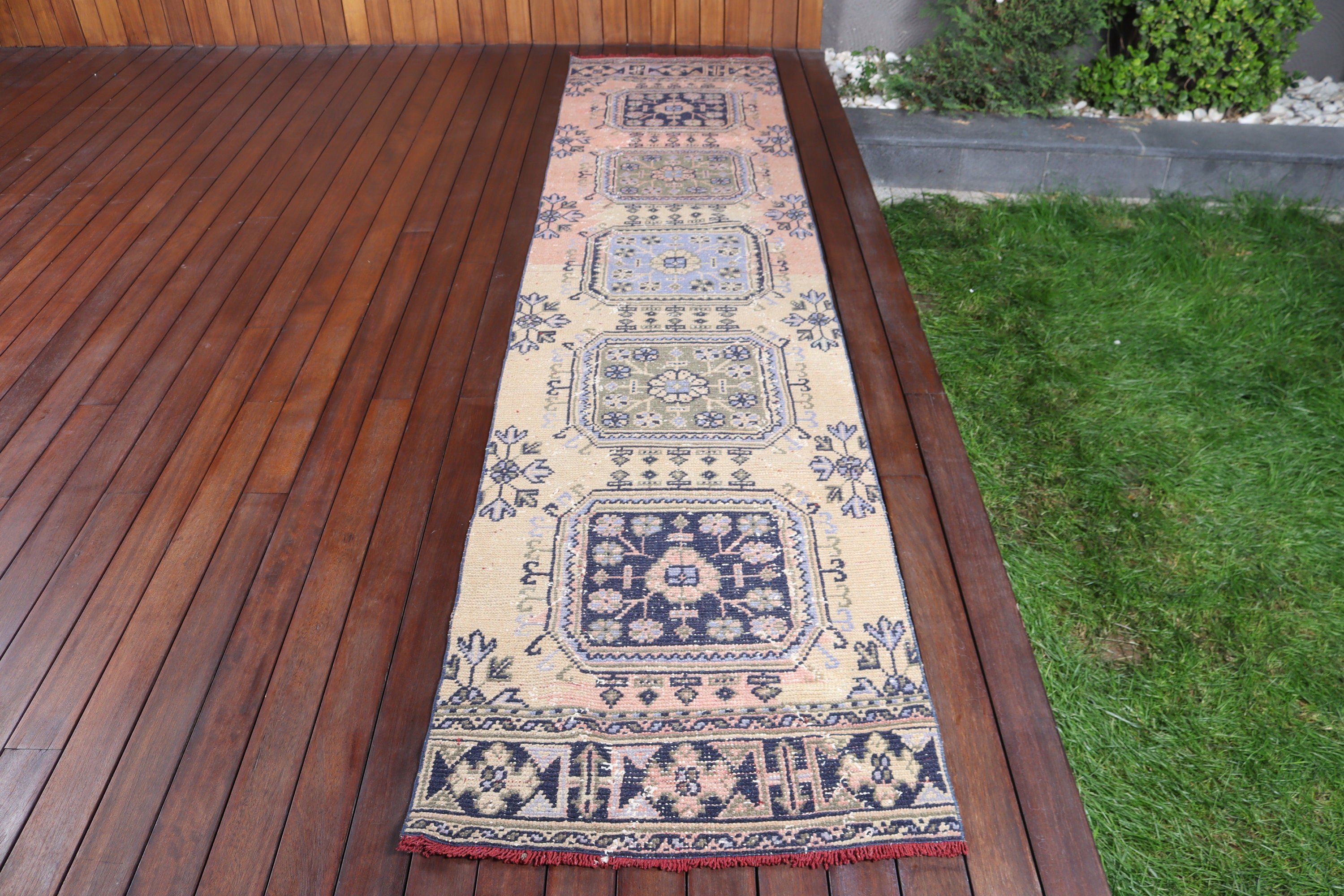 Merdiven Halısı, 2.5x10.8 ft Koşucu Halısı, Vintage Halı, Beni Ourain Koşucu Halısı, Düz Dokuma Halısı, Türk Halıları, Bej Fas Halısı, Boho Halısı