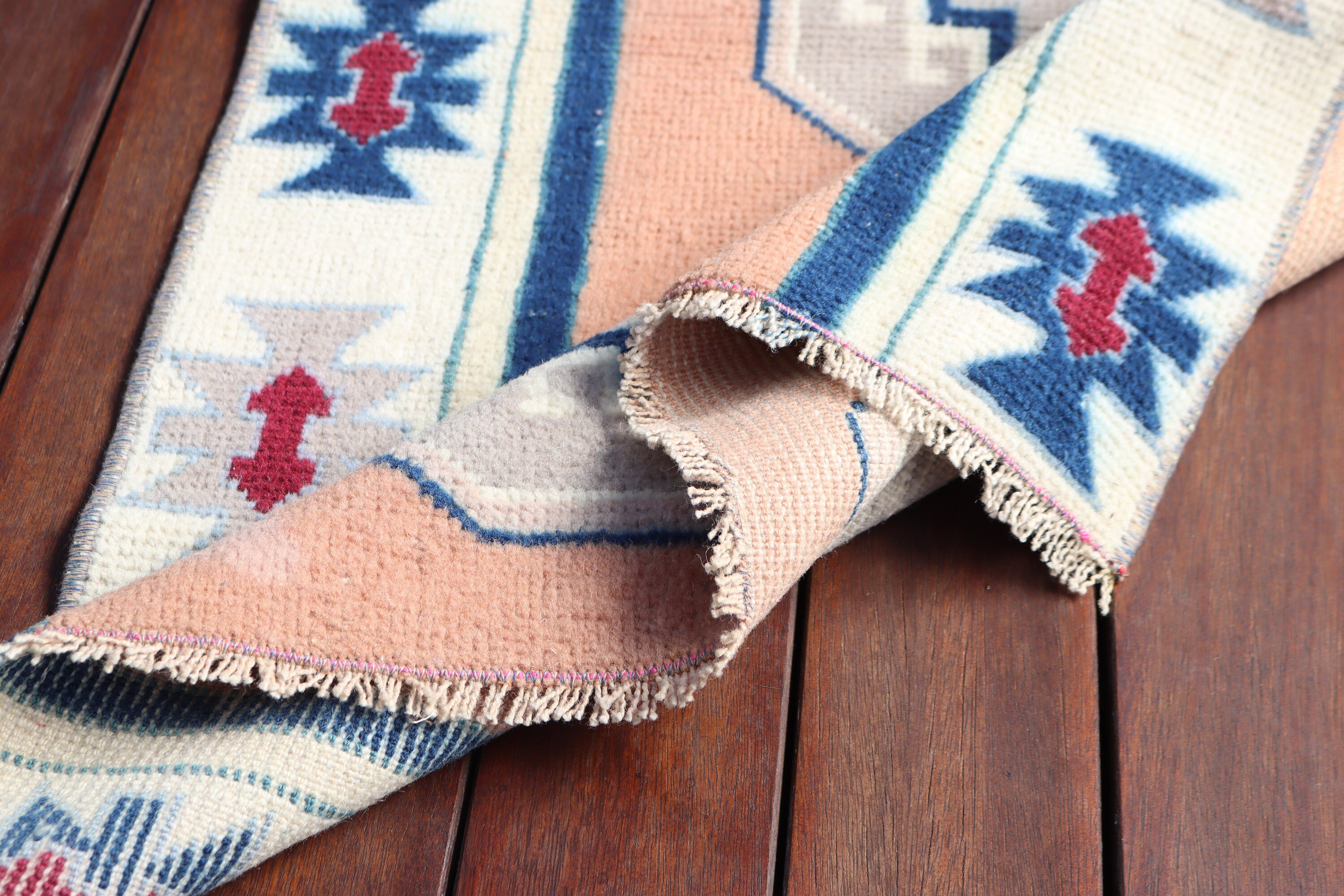 Orange Neutral Rug, Home Decor Rug, 2.2x3.5 ft Small Rugs, Vintage Rug, Door Mat Rug, Small Vintage Rug, Geometric Rugs, Turkish Rugs