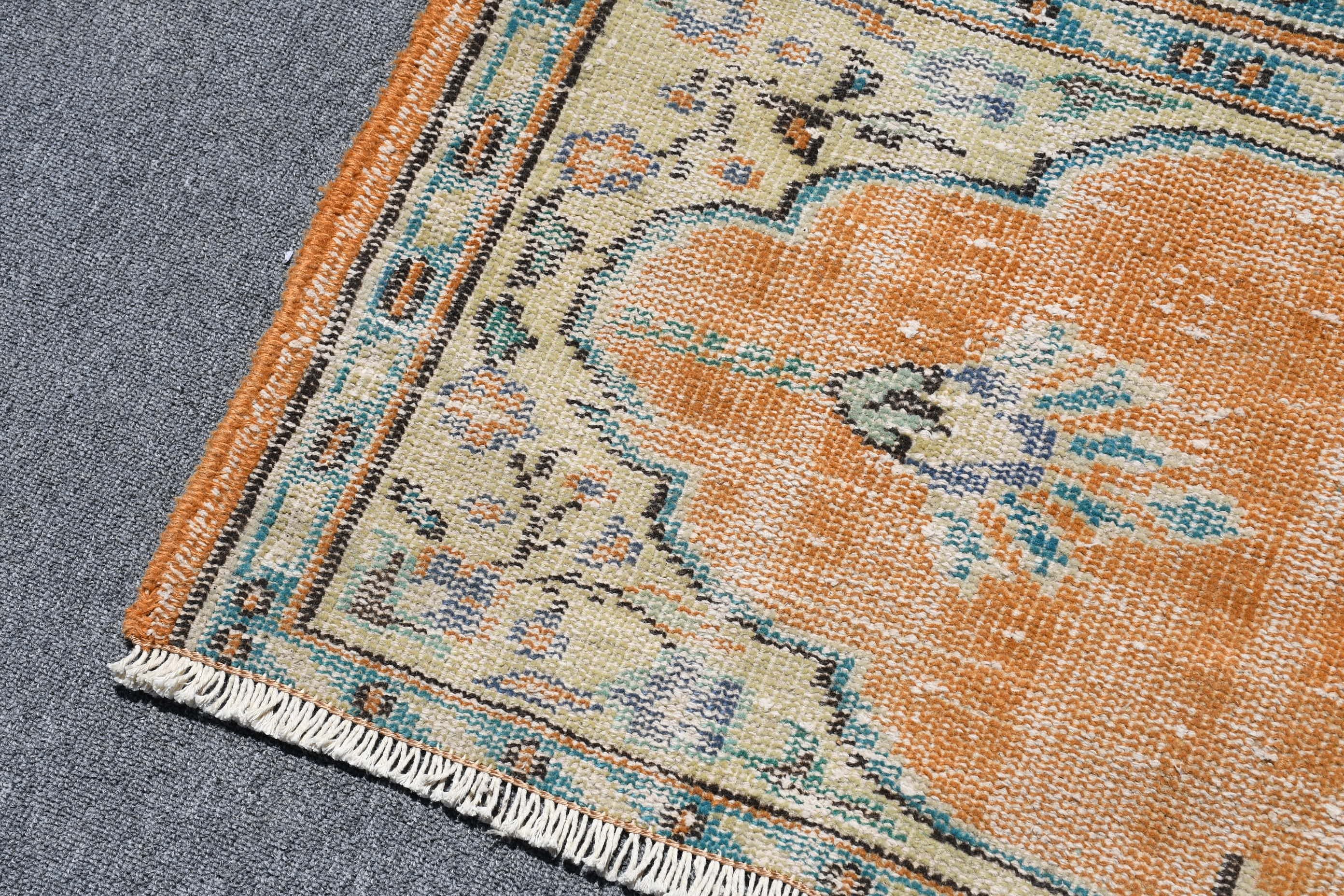 Floor Rug, Nursery Rug, Rugs for Kitchen, Bedroom Rugs, Antique Rug, Turkish Rugs, 3.7x6.4 ft Accent Rug, Vintage Rug, Orange Kitchen Rug