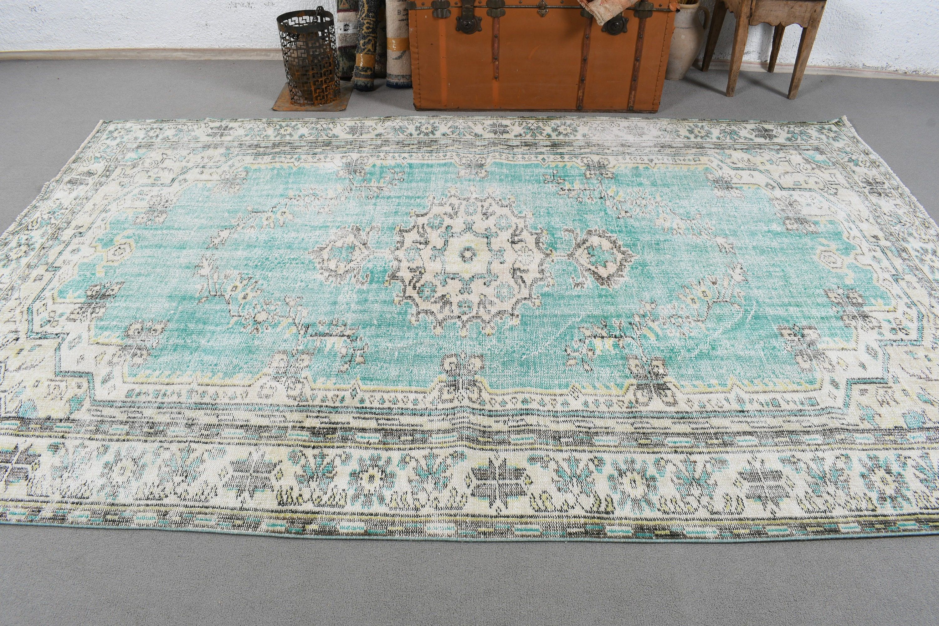 Vintage Halılar, Fas Halısı, Büyük Boho Halısı, Türk Halıları, Bej İfade Halıları, Yer Halısı, 6.2x9.6 ft Büyük Halı, Büyük Vintage Halı