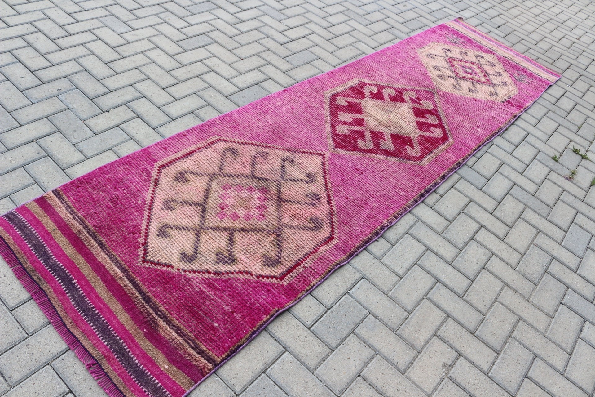 Merdiven Halısı, Yatak Odası Halıları, Pembe Yün Halı, 2.8x11 ft Runner Halıları, Vintage Halı, Runner Halıları, Türk Halısı, Oryantal Halı, Koridor Halıları