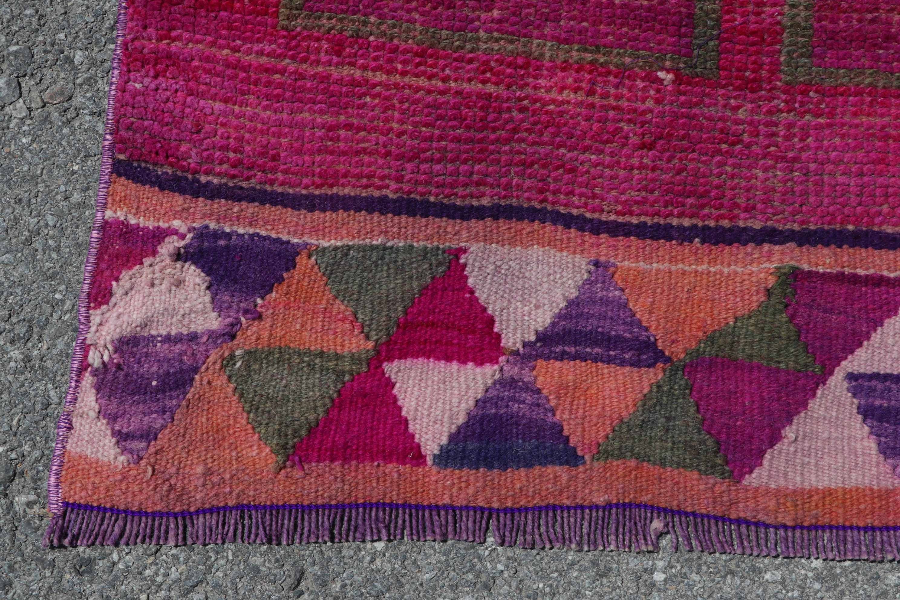 Oushak Rug, Pink Home Decor Rug, Turkish Rugs, Pale Rug, Corridor Rug, 3.1x13.8 ft Runner Rugs, Hallway Rugs, Vintage Rug