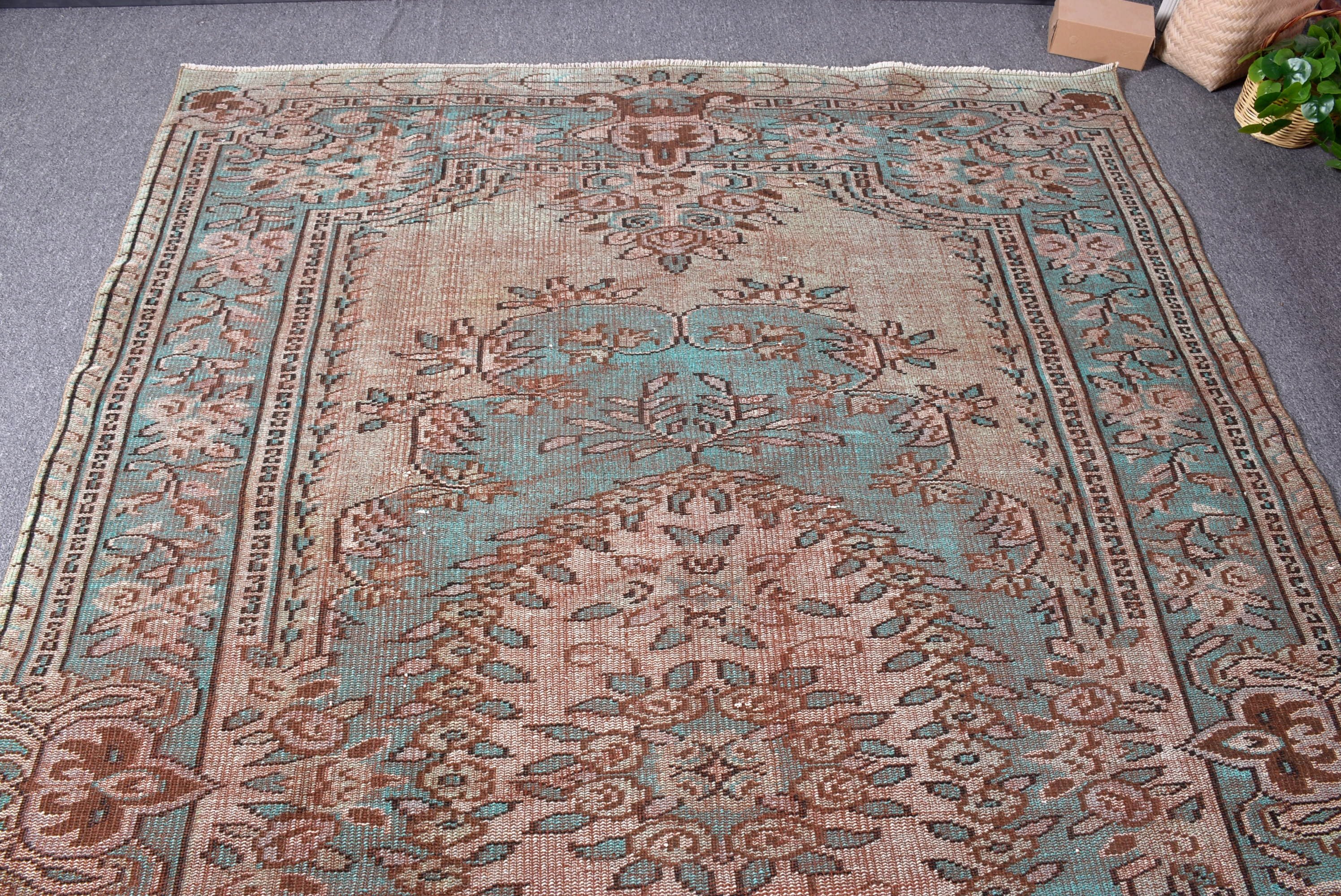 Yemek Odası Halıları, Büyük Oushak Halısı, Yatak Odası Halıları, Modern Halılar, Türk Halıları, Yeşil Mutfak Halıları, Vintage Halı, 6.1x9.9 ft Büyük Halı