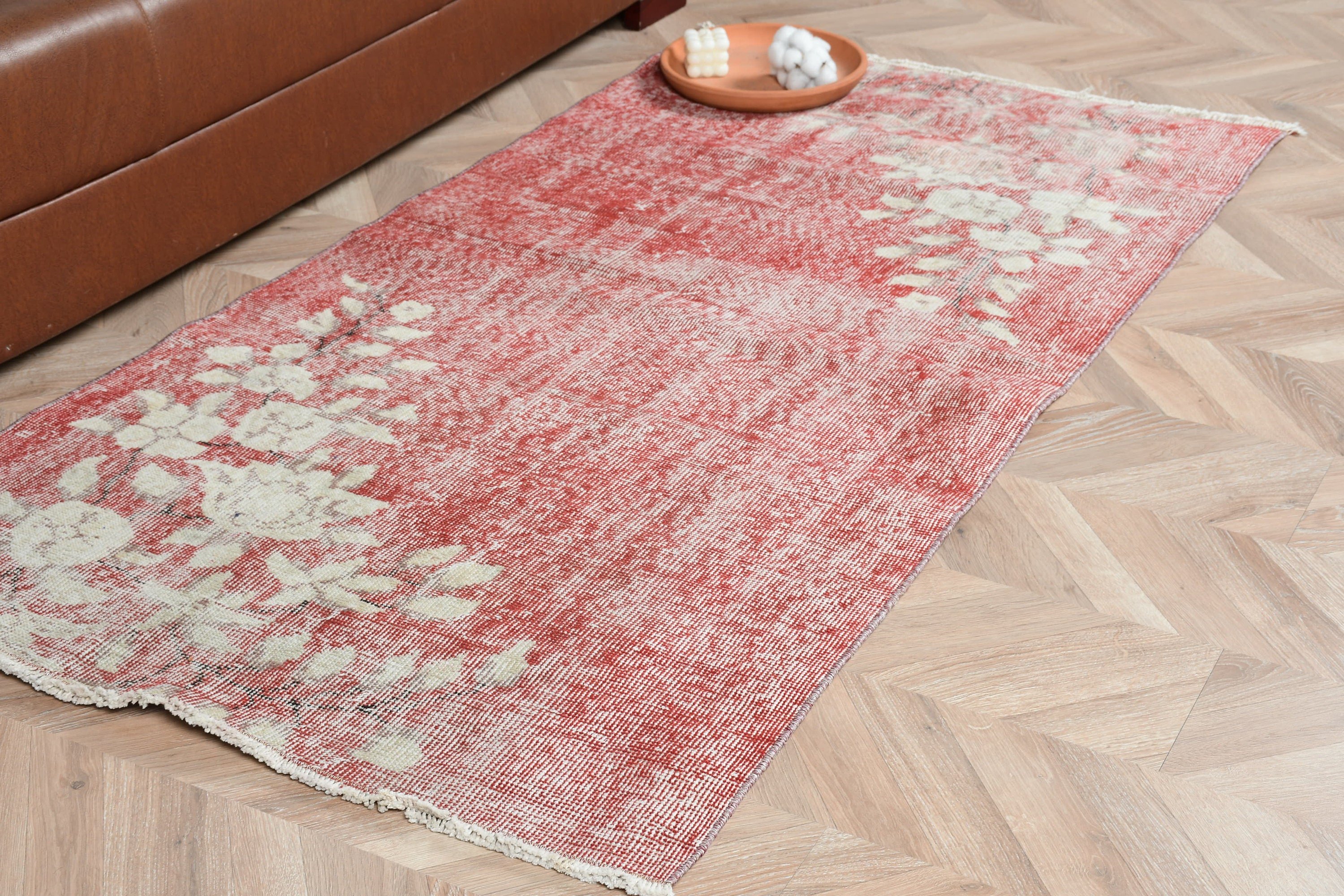 3.1x5.8 ft Accent Rugs, Home Decor Rug, Turkish Rug, Cool Rugs, Vintage Rug, Bohemian Rug, Bedroom Rug, Kitchen Rug, Red Anatolian Rugs