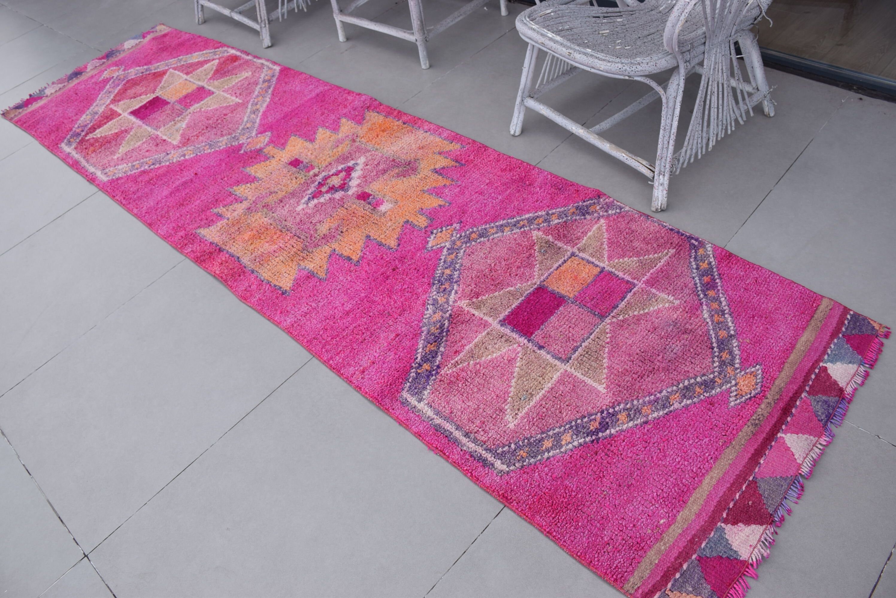 Pink  2.8x10.5 ft Runner Rugs, Dorm Rug, Anatolian Rugs, Corridor Rugs, Turkish Rugs, Vintage Rugs, Floor Rug, Hallway Rugs