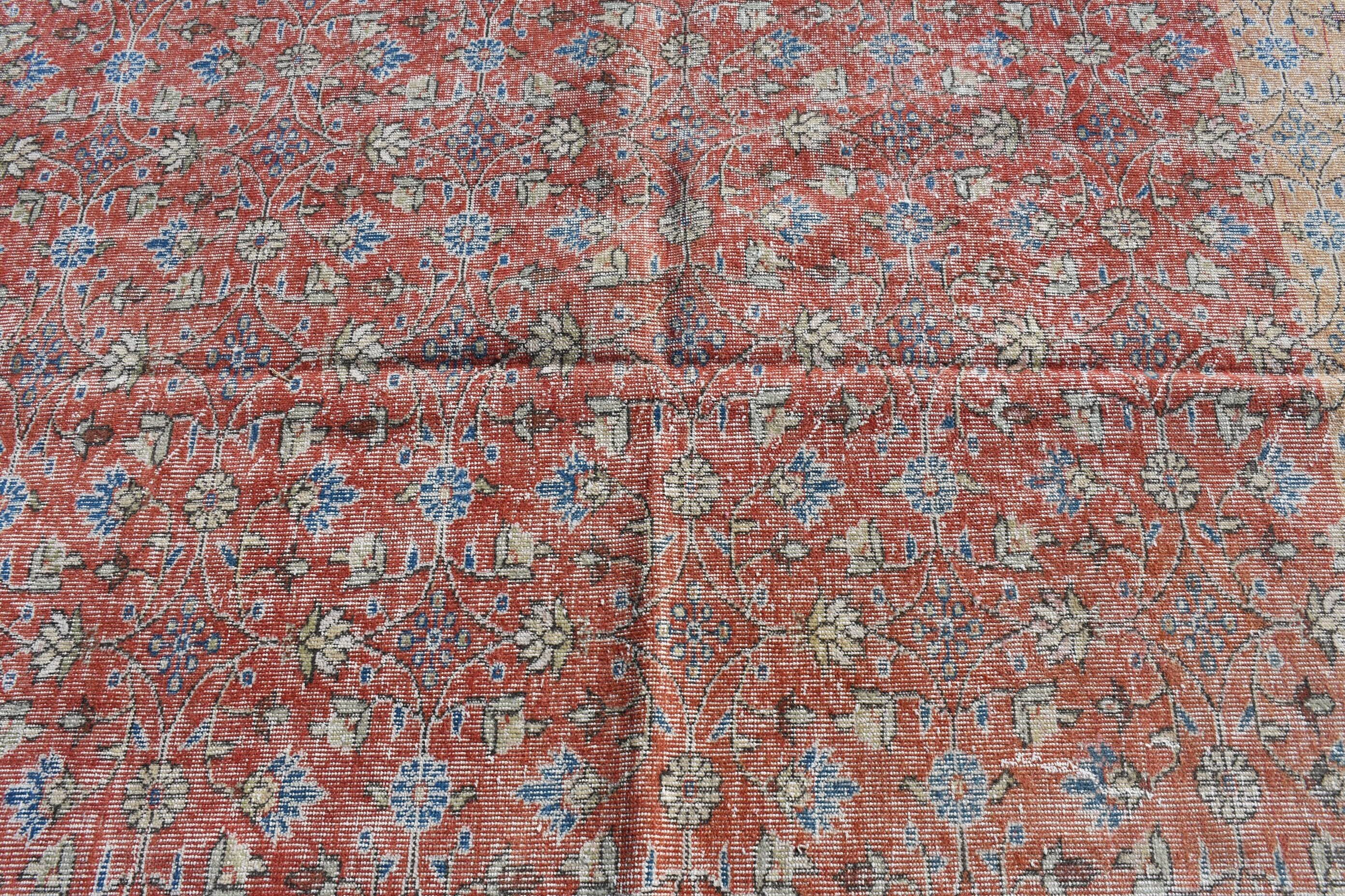 Living Room Rug, Antique Rugs, Vintage Rugs, Rugs for Bedroom, Kitchen Rug, 6.2x9.9 ft Large Rugs, Retro Rugs, Red Bedroom Rug, Turkish Rug
