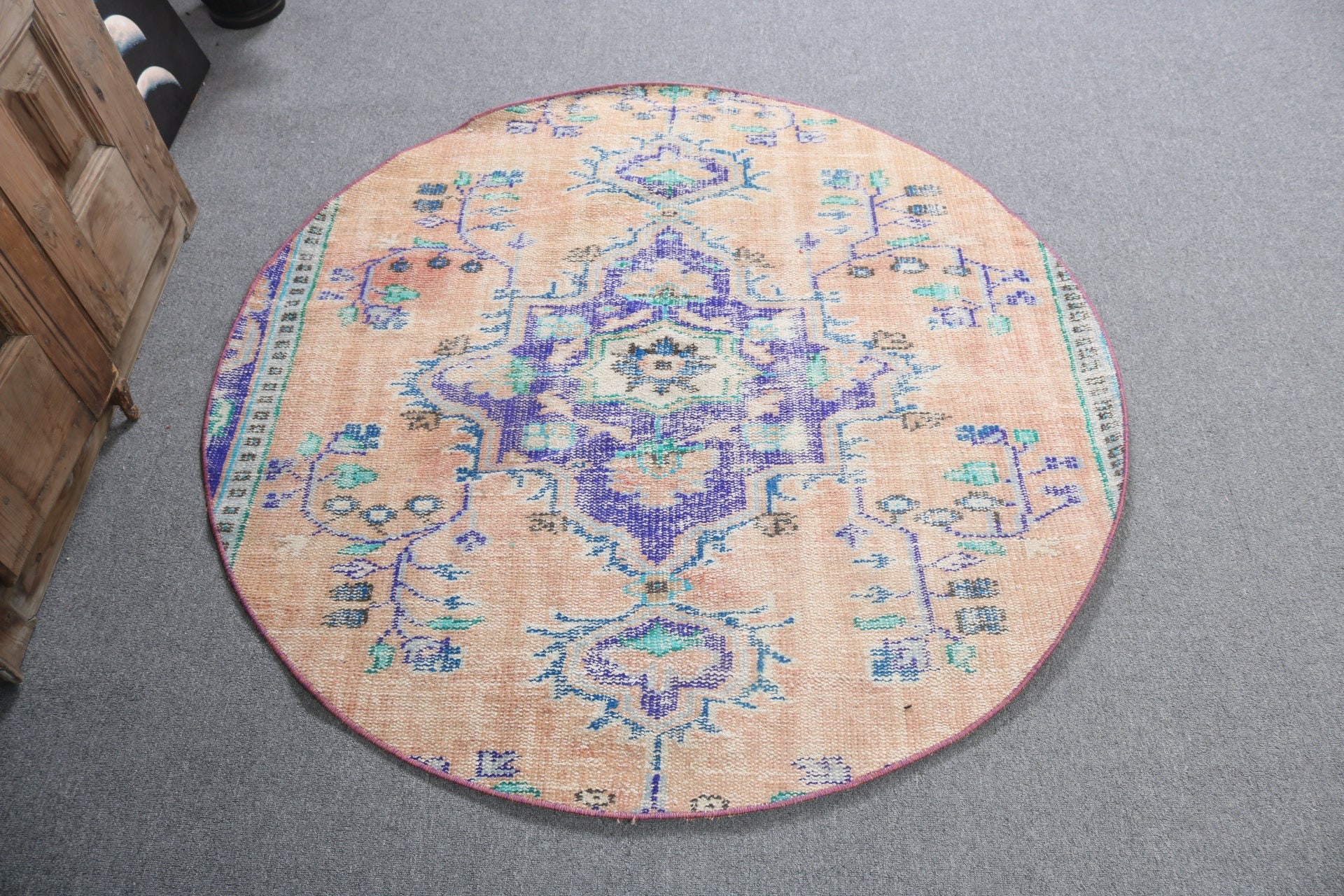 Modern Halı, Giriş Halıları, Mutfak Halıları, 4,4x4,4 ft Vurgulu Halı, Oryantal Halılar, Turuncu Boho Halılar, Vintage Halı, Türk Halıları, Mutfak Halıları